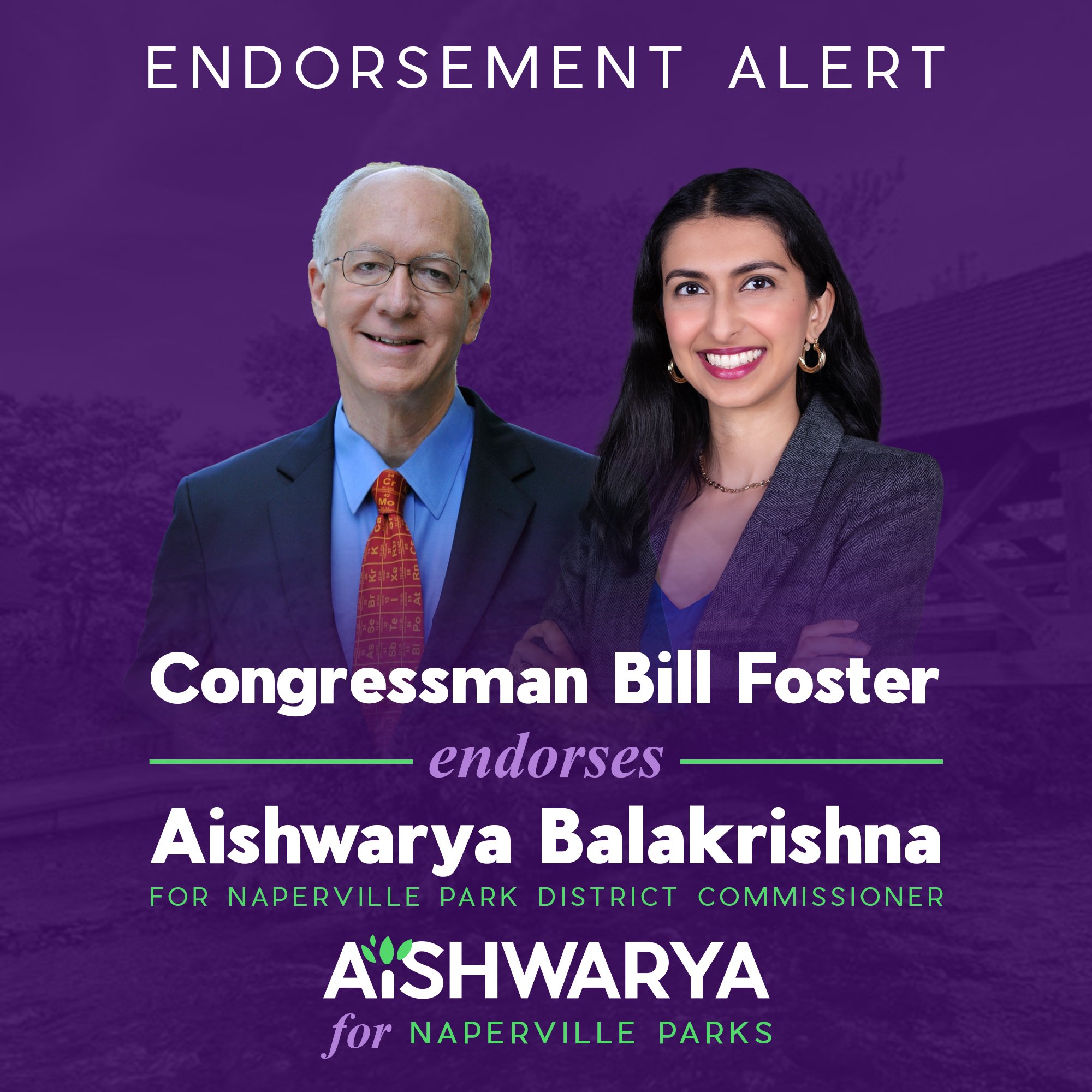 I’m honored to announce Congressman Bill Foster is endorsing my candidacy for Naperville Park District Commissioner!
As the only Ph.D. scientist in Congress, Congressman Foster has been a strong advocate for evidence-based policymaking, ensuri
