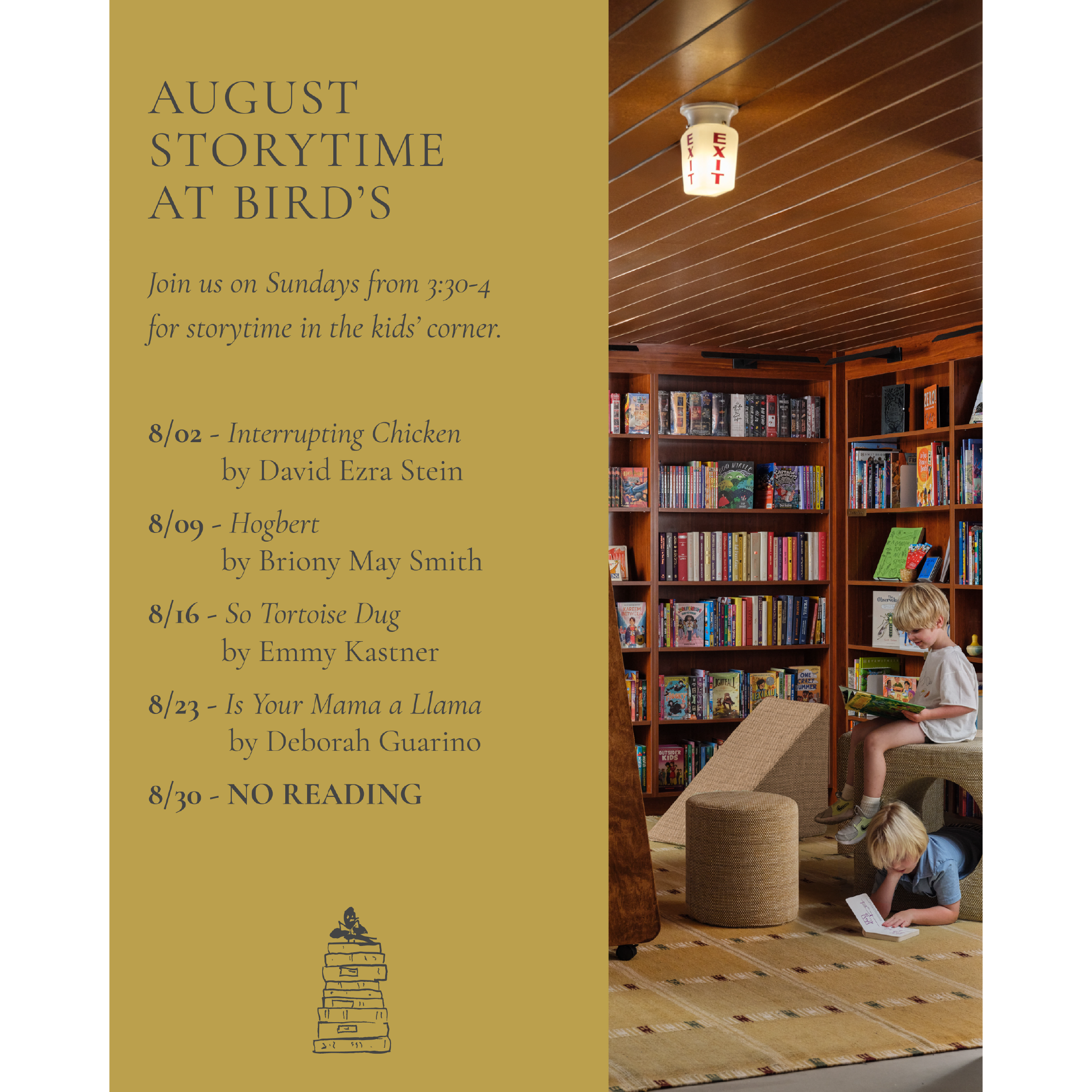 August Storytime At Bird’s