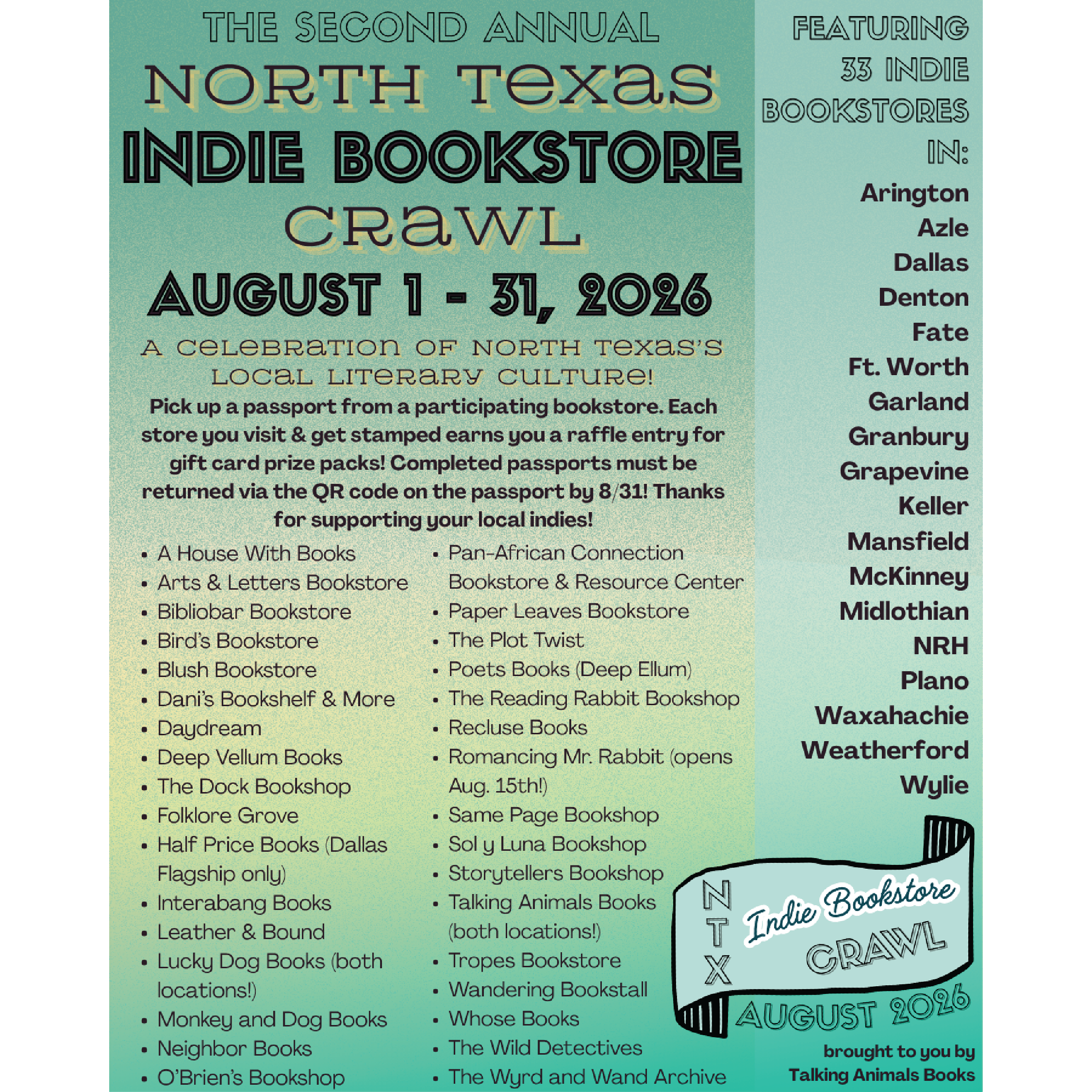 North Texas Indie Bookstore Crawl 2026