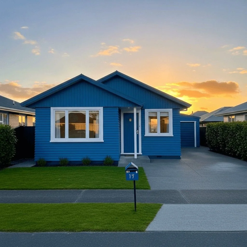 christchurch house painted navy blue showcasing the range of costs involved in different grades of paint
