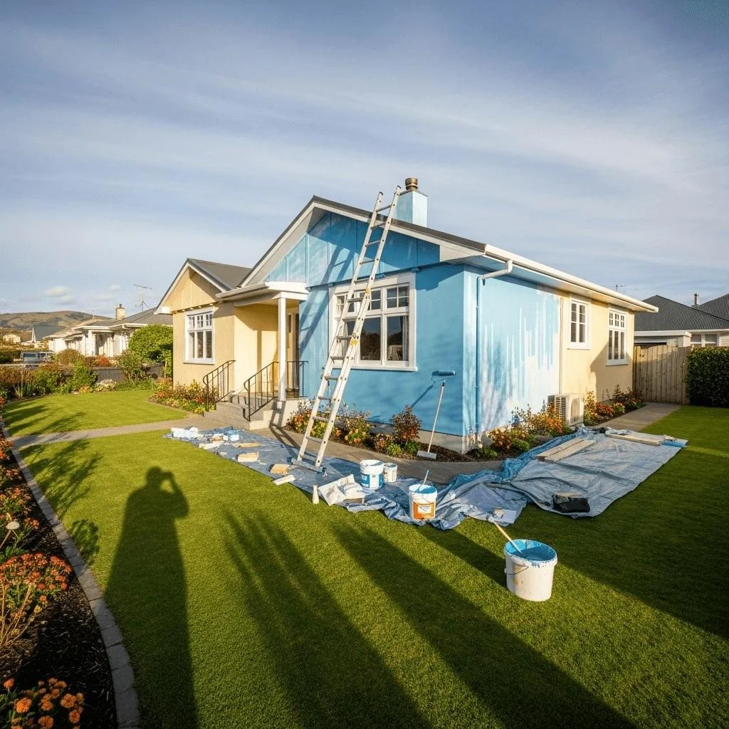 a house being estimated for its cost to paint based on size and complexity