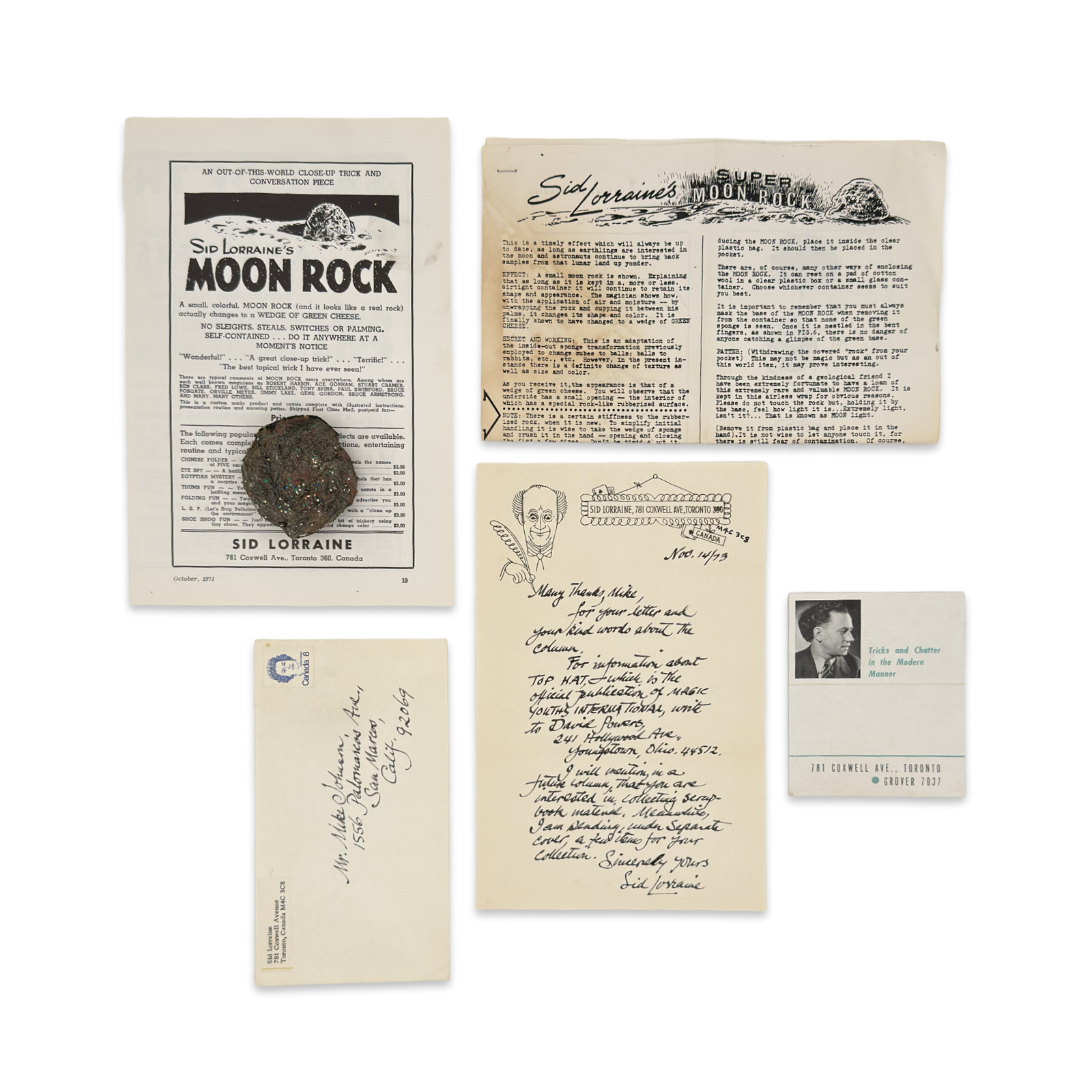 Sid Lorraine Ephemera and Moon Rock Collection. Toronto, ca. 1971–73.