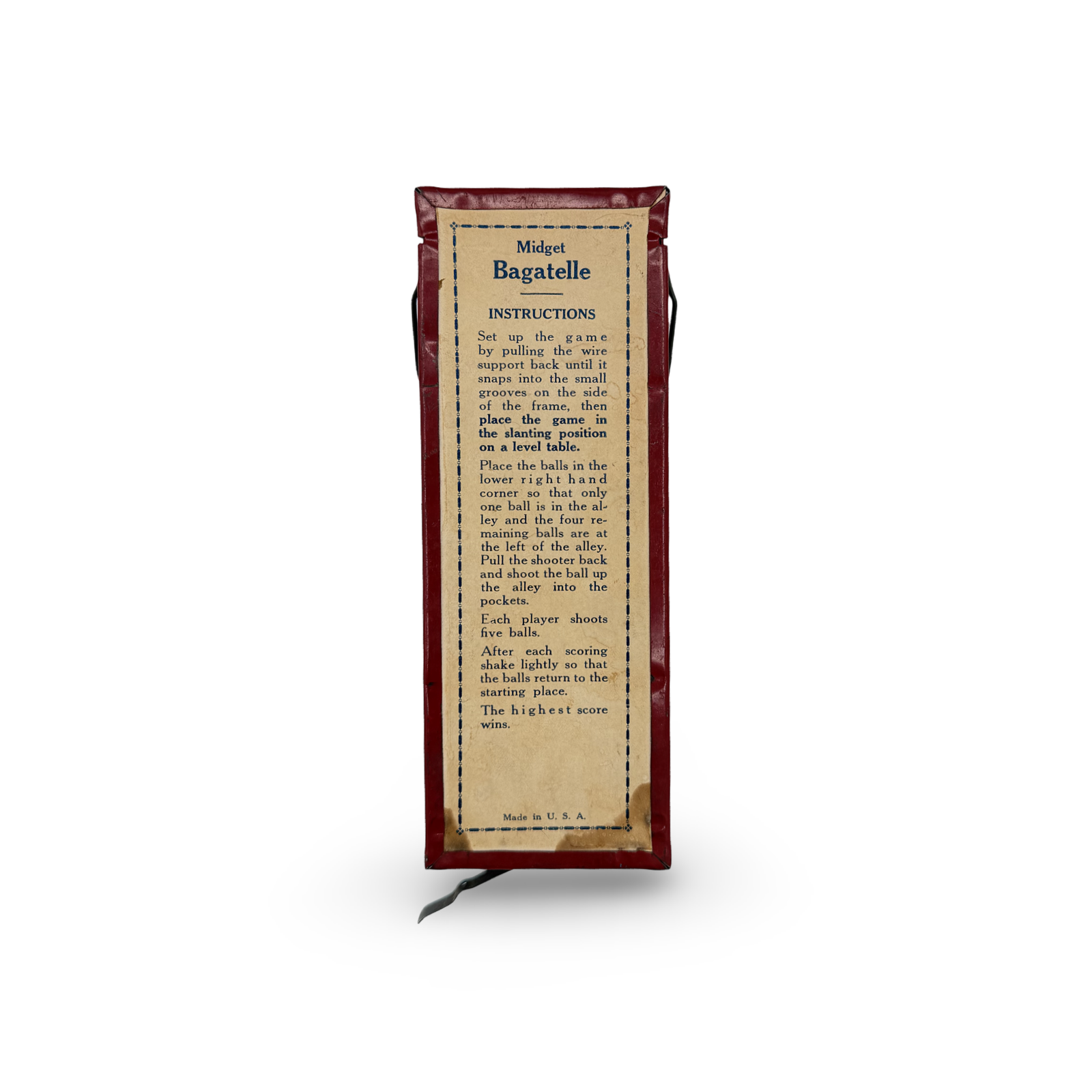 Midget Bagatelle. Early 20th century, U.S.