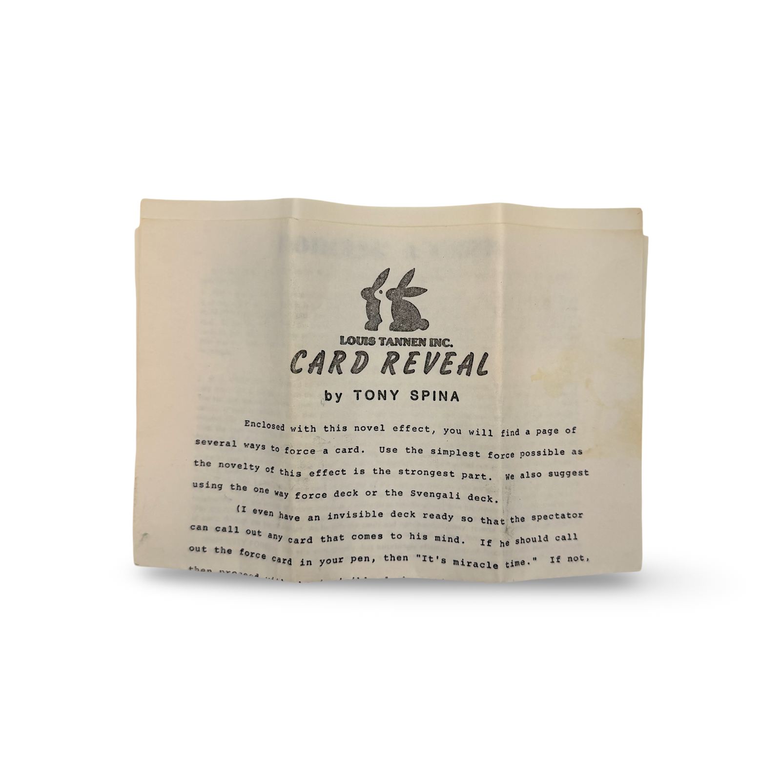 Card Reveal (Prediction Pen). Tony Spina for Louis Tannen Inc., ca. mid-20th century