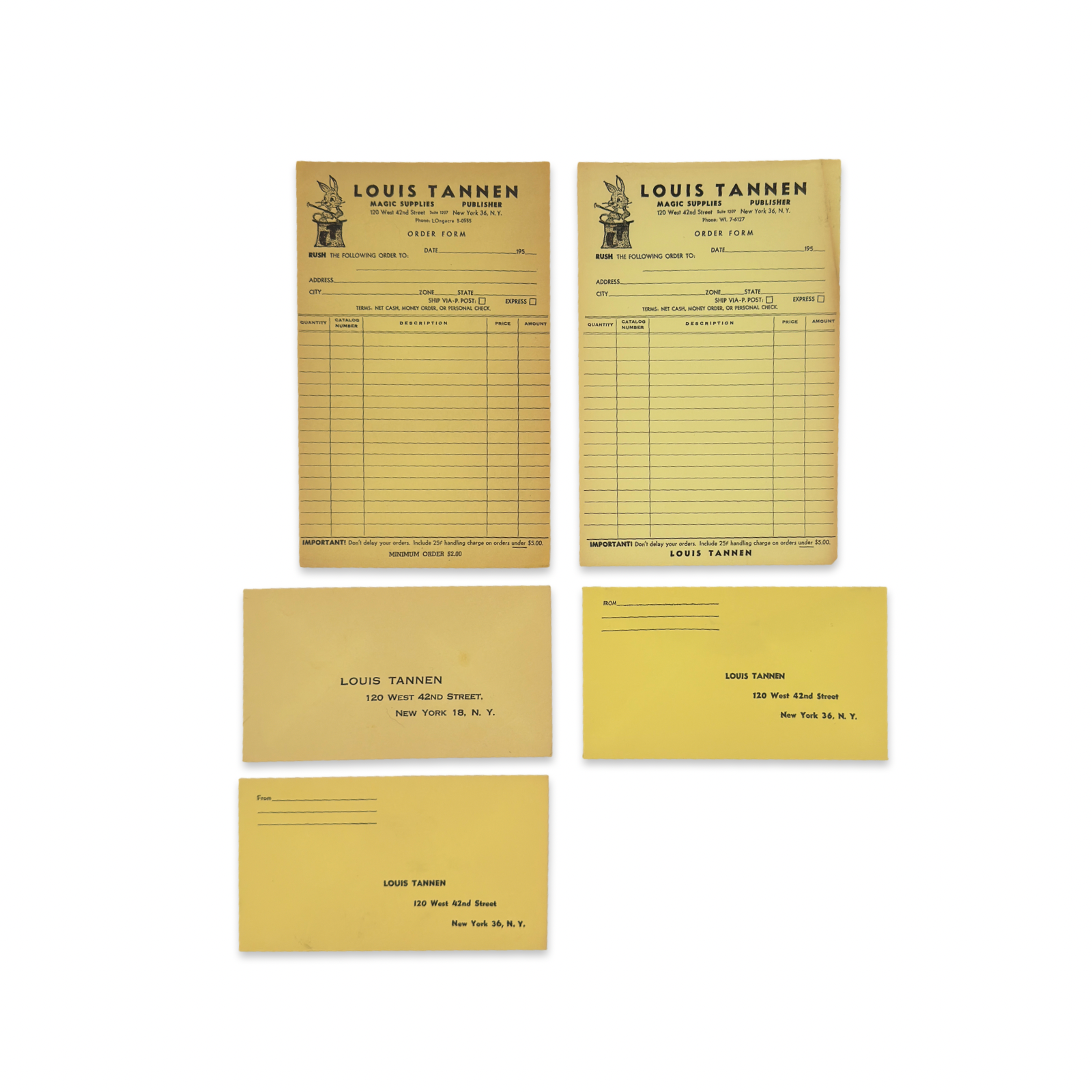 Tannen Order Forms & Envelopes