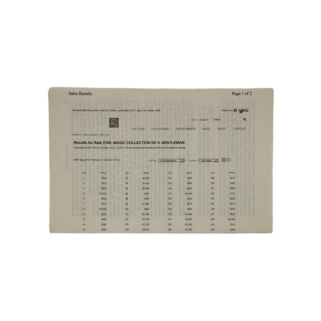 Magic Collection of a Gentleman. New York: Swann Galleries, October 28, 2008.