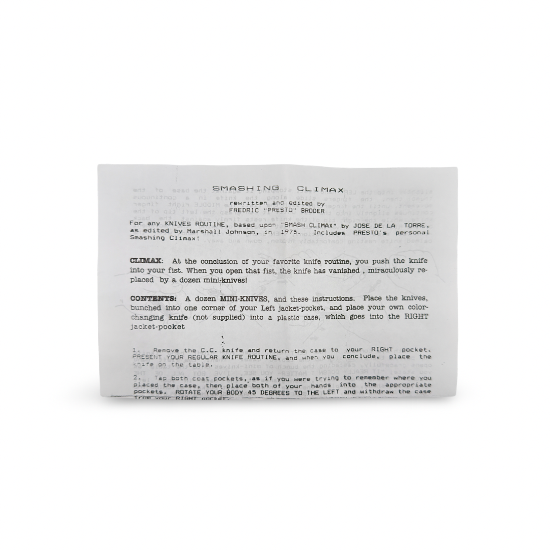 Smashing Climax Miniature Knives. In the style of José de la Torre.