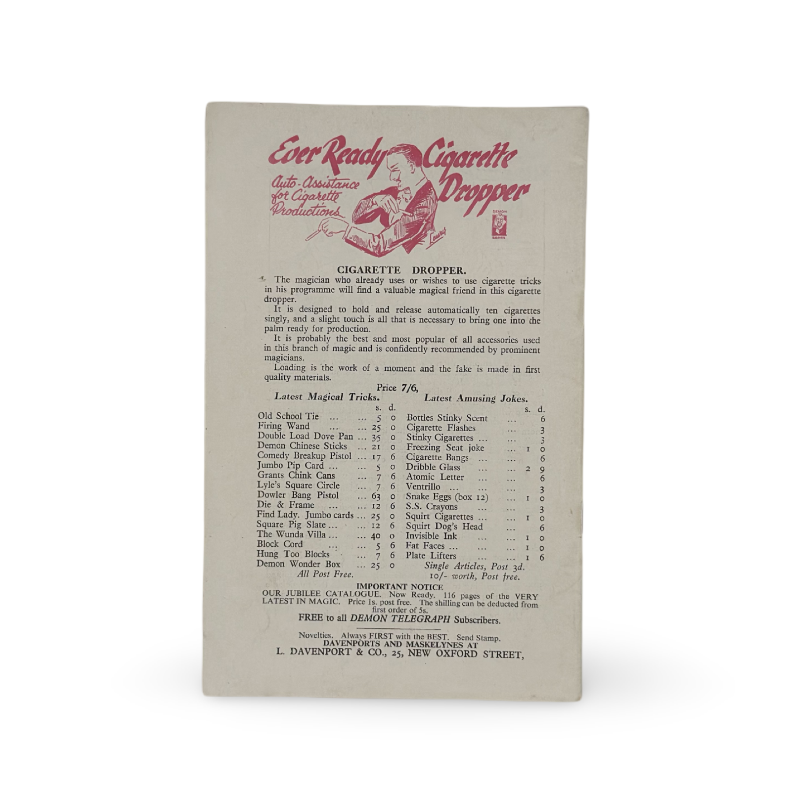 The Demon Telegraph. No. 122. London: L. Davenport & Co., August 1949.