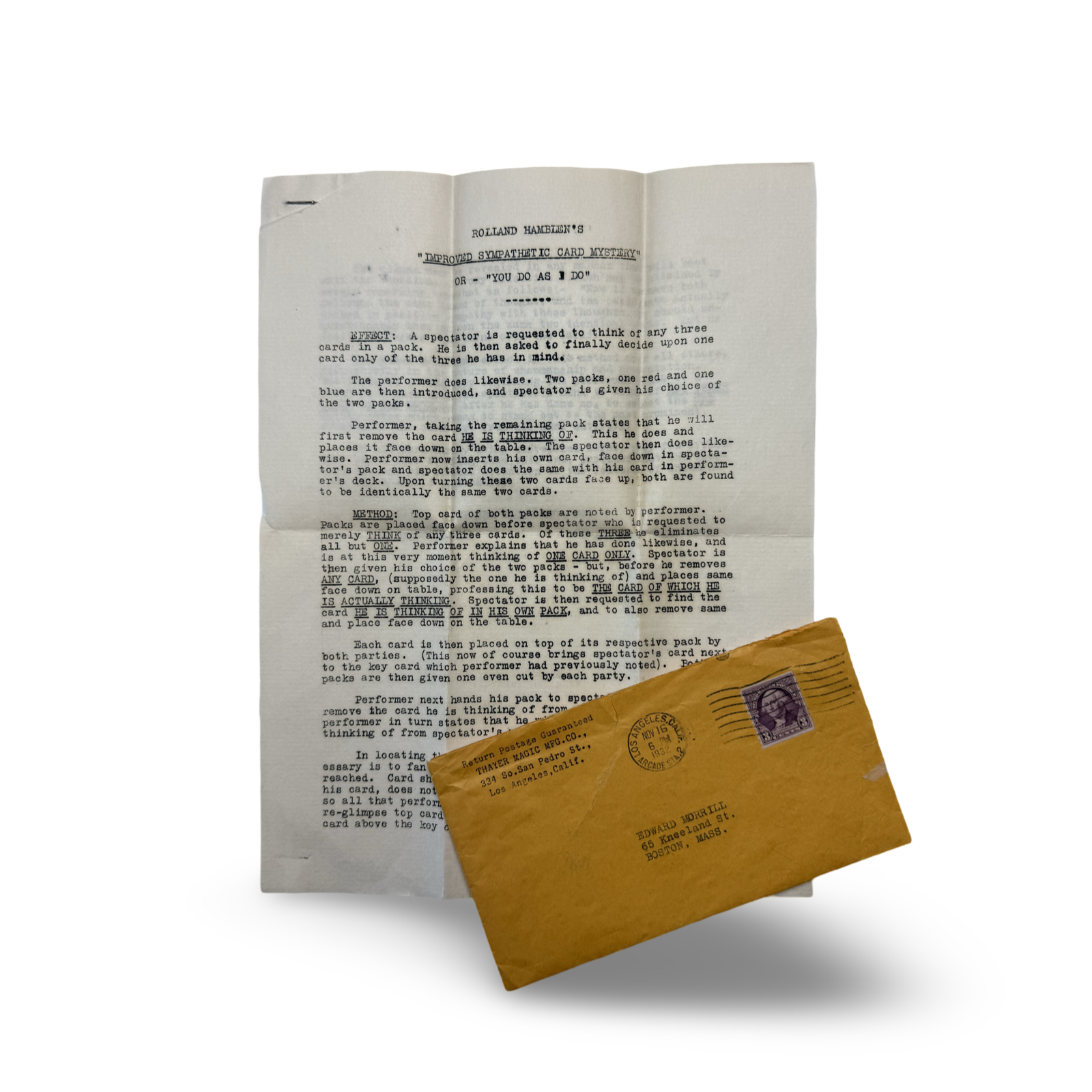 Thayer Sympathetic Card