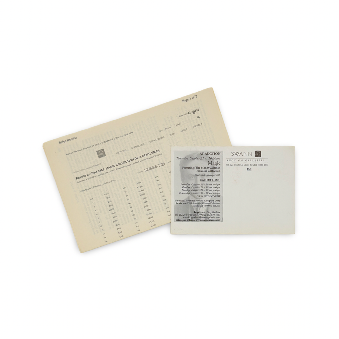 Magic Collection of a Gentleman. New York: Swann Galleries, October 28, 2008.