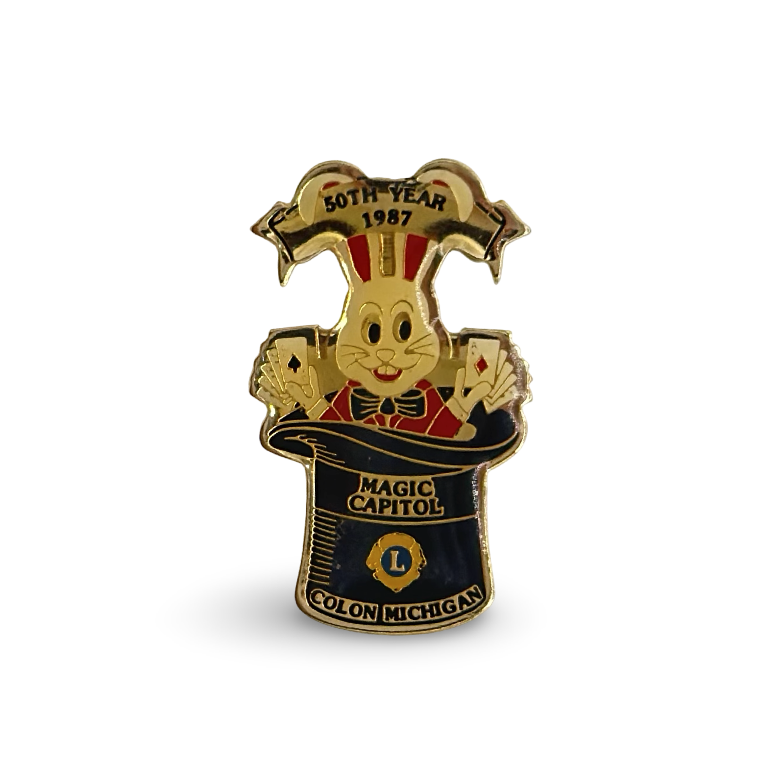 Colon, Michigan “Magic Capital of the World” Lapel Pin Collection. 1987–1995.