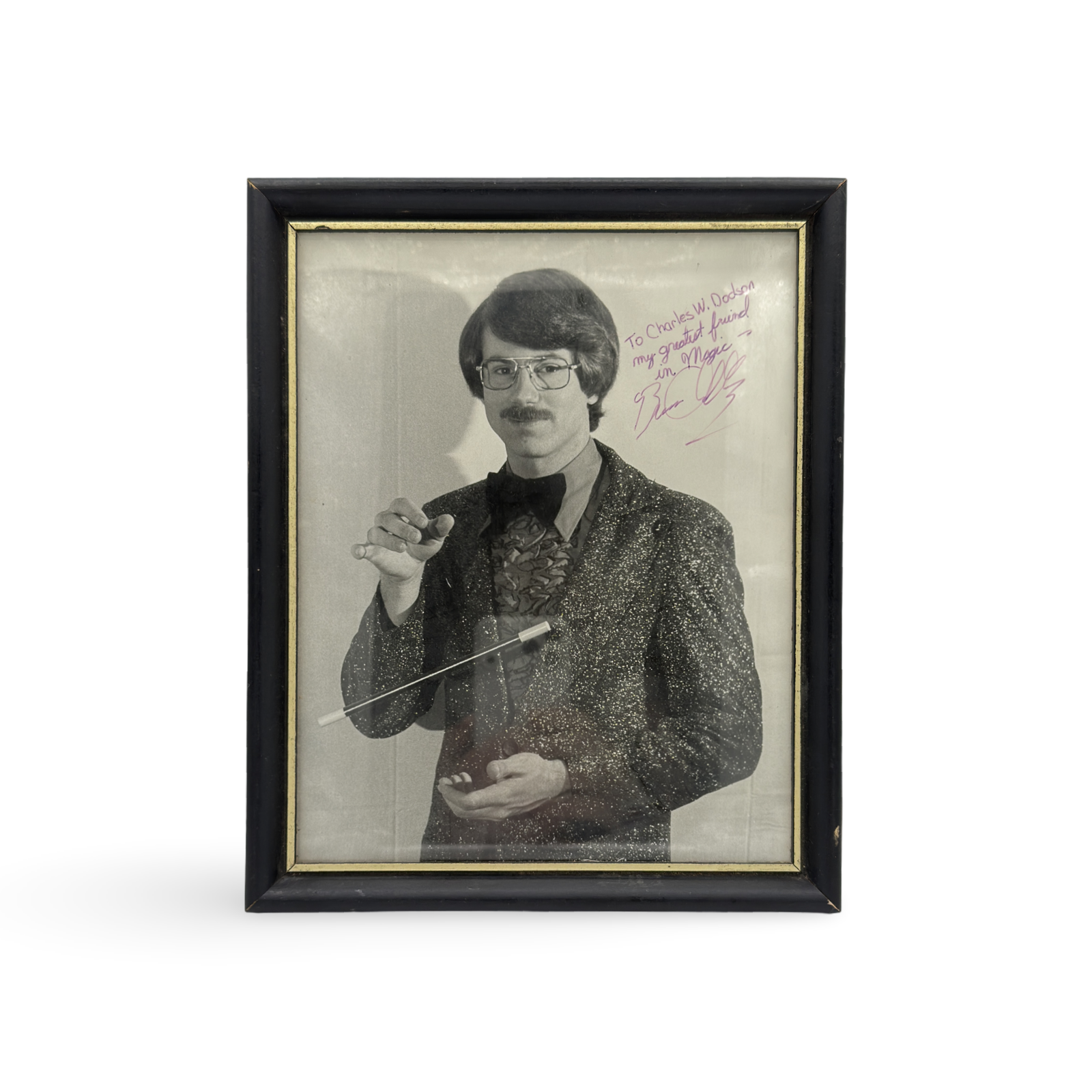 Framed Signed Photograph of a Magician. Vintage.
