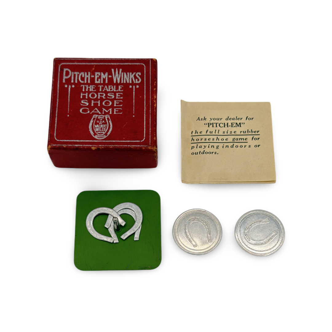 Pitch-Em-Winks: The Table Horse Shoe Game. Chicago: Wolverine Supply & Mfg. Co., early–mid 20th century.