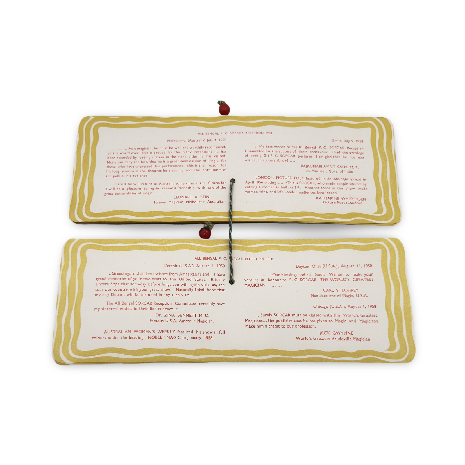 All Bengal P. C. Sorcar Reception Programme. Rabindra Bharati Hall, Calcutta, 1958.