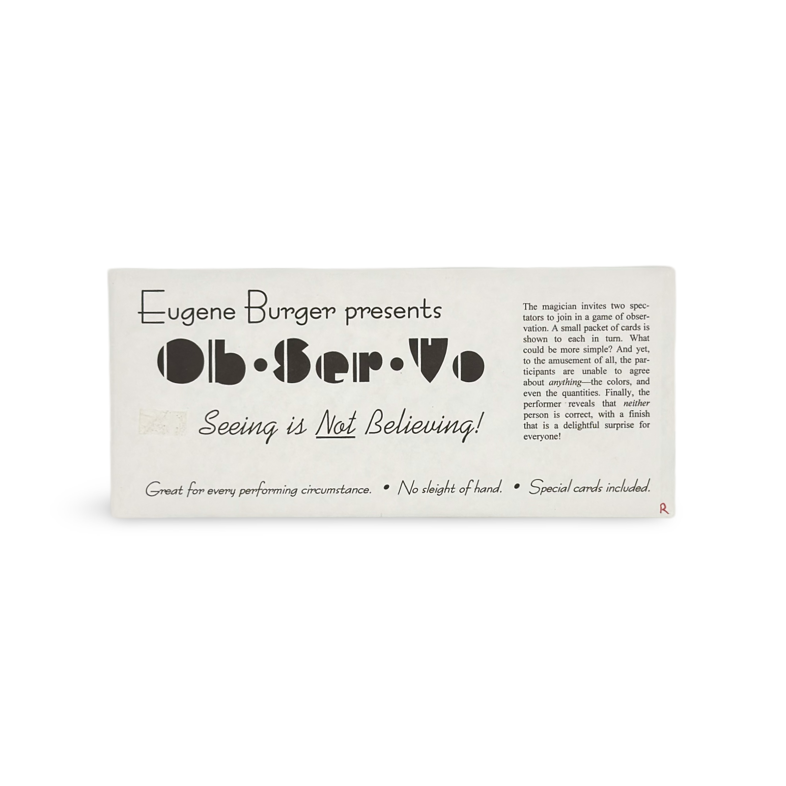 Ob-Ser-Vo. Eugene Burger, ca. early 2000s.