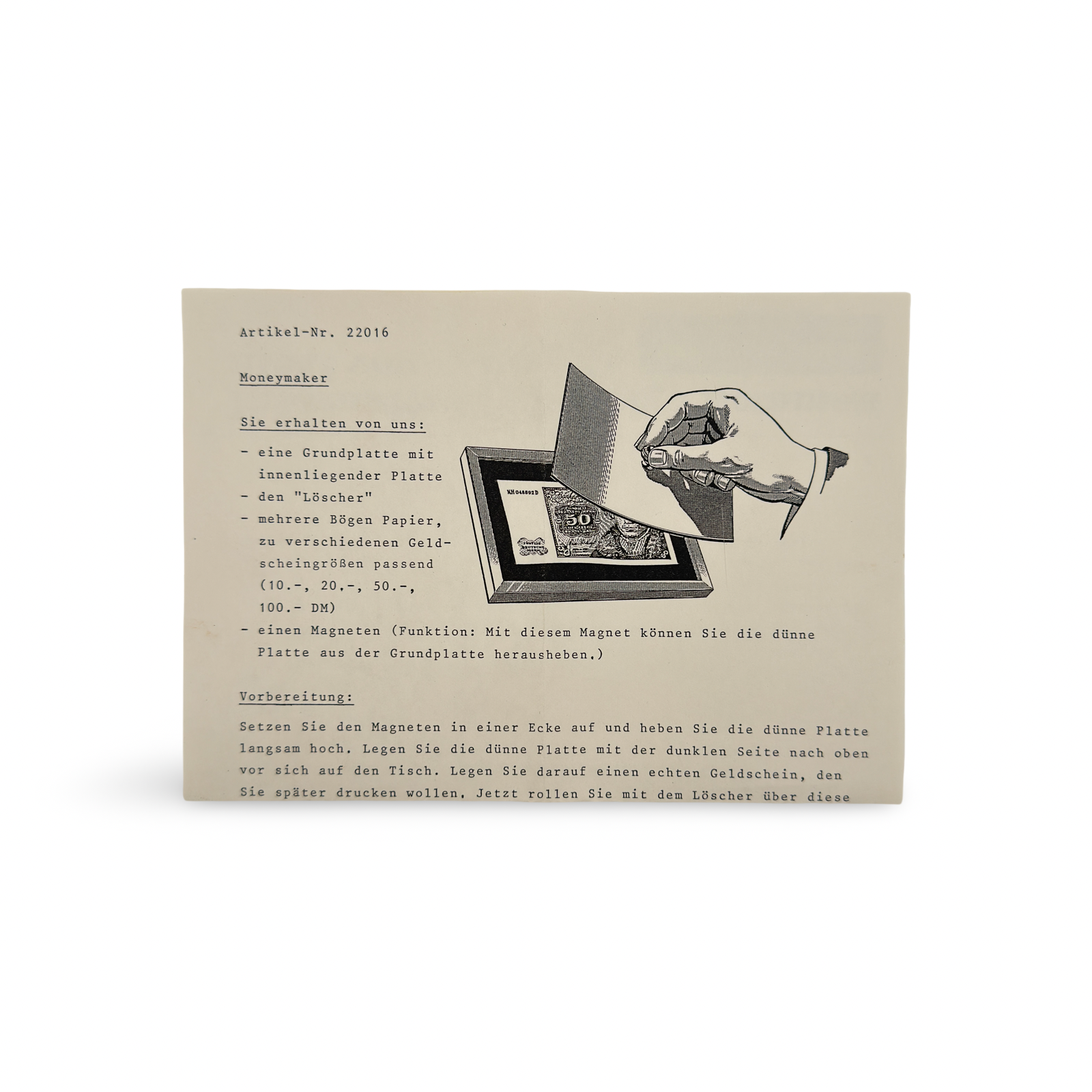 Eddie Gibson’s Money Blotter. Sold by The Magic Hands (Germany), ca. mid-20th century.