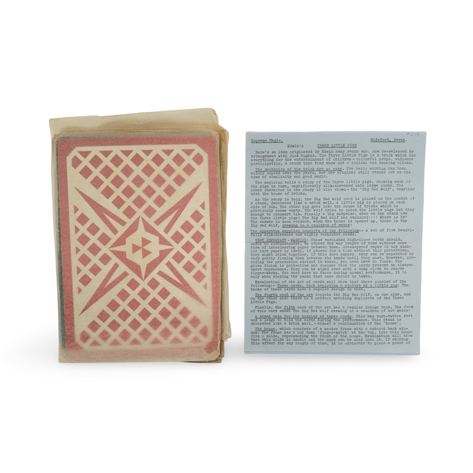 Three Little Pigs. Supreme Magic Co., Bideford, Devon, c. 1968.