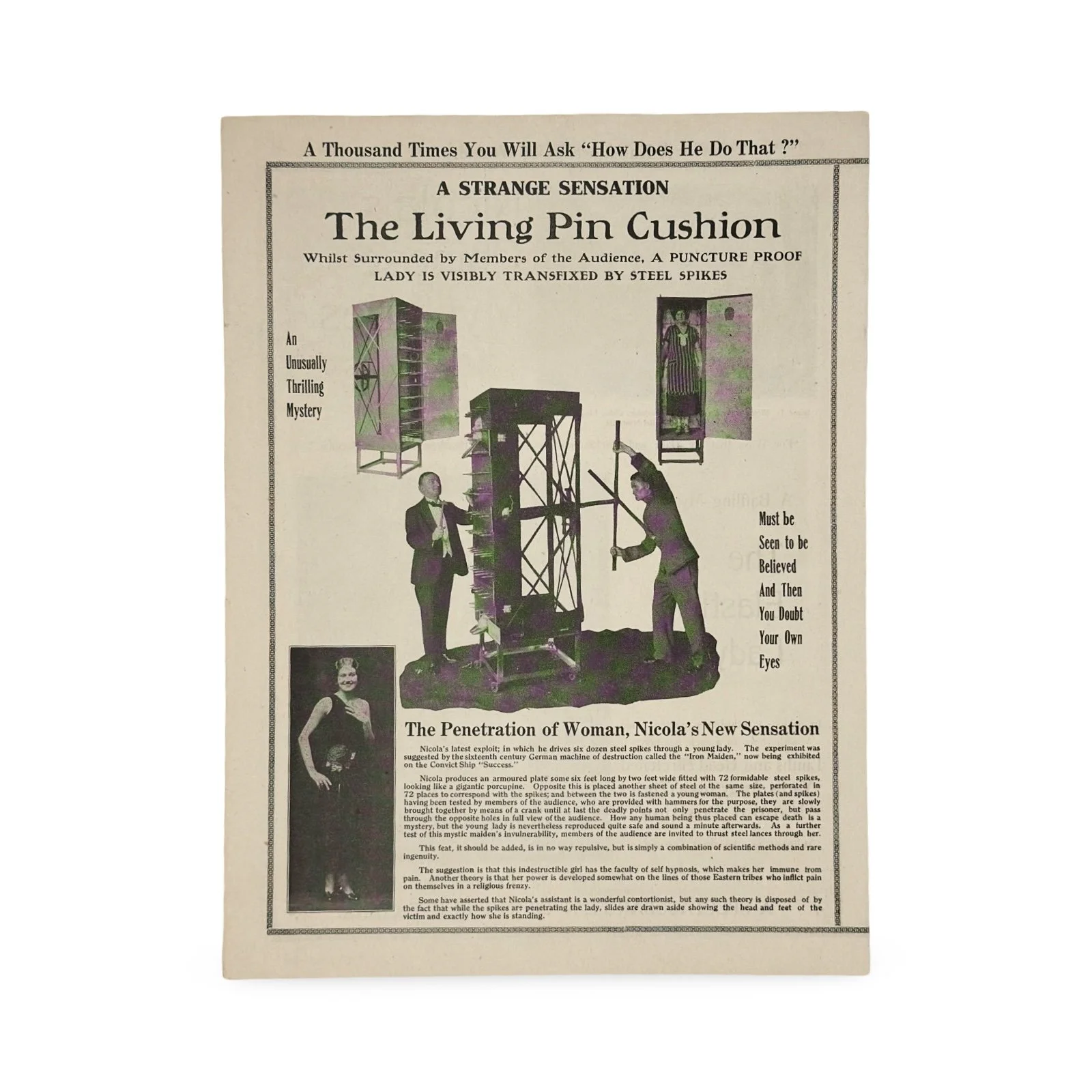 The Great Nicola Promotional Brochure. From the Library of Chet Karkut. ca. 1920s–30s.