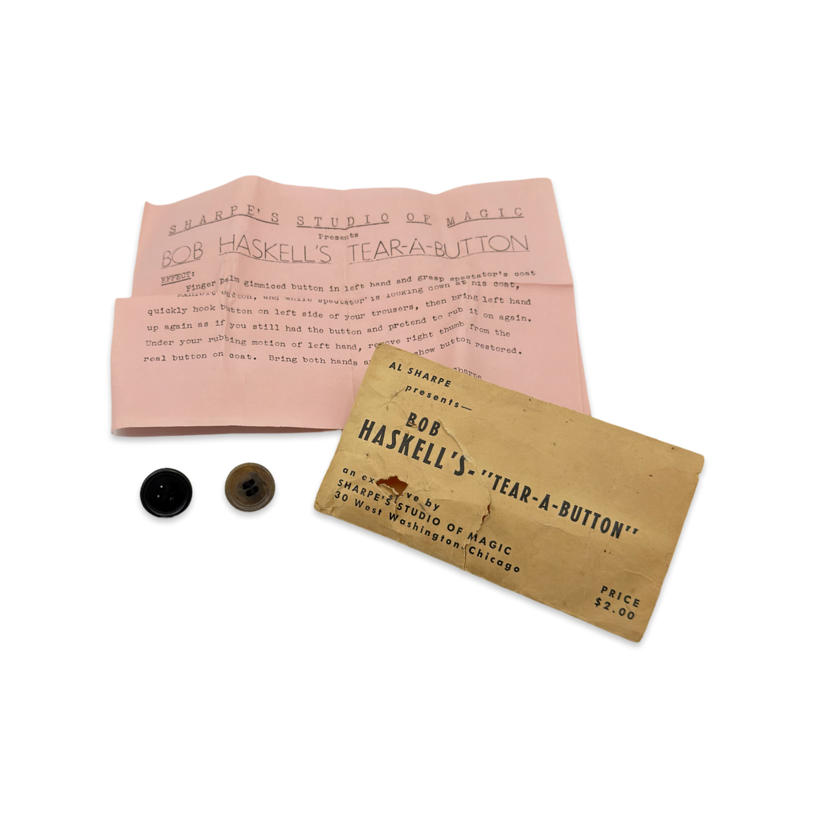 Bob Haskell's Tear-A-Button. Al Sharpe's Studio of Magic, Chicago, ca. 1960s.