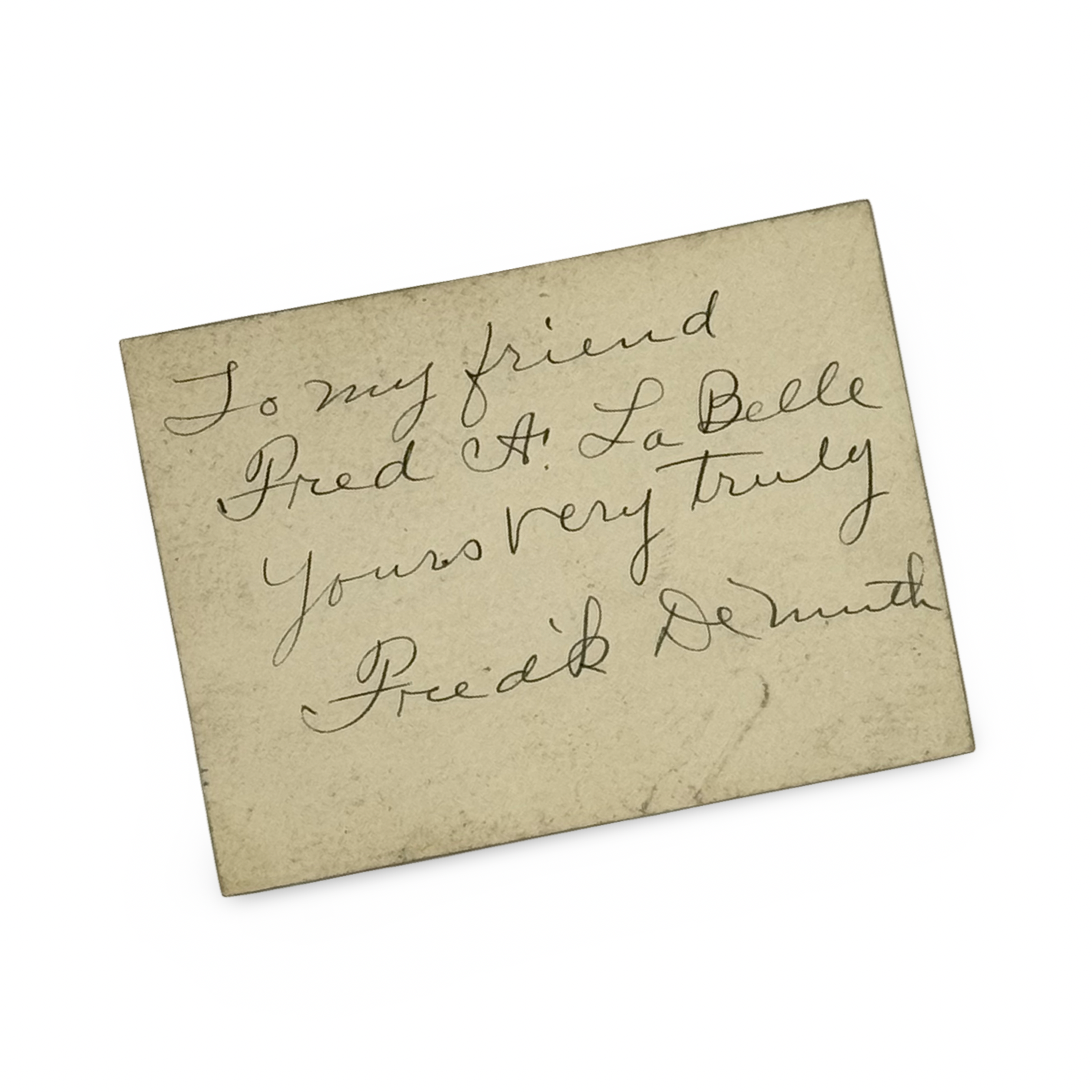 Fredrick DeMuth, signed photograph, ca. 1930s