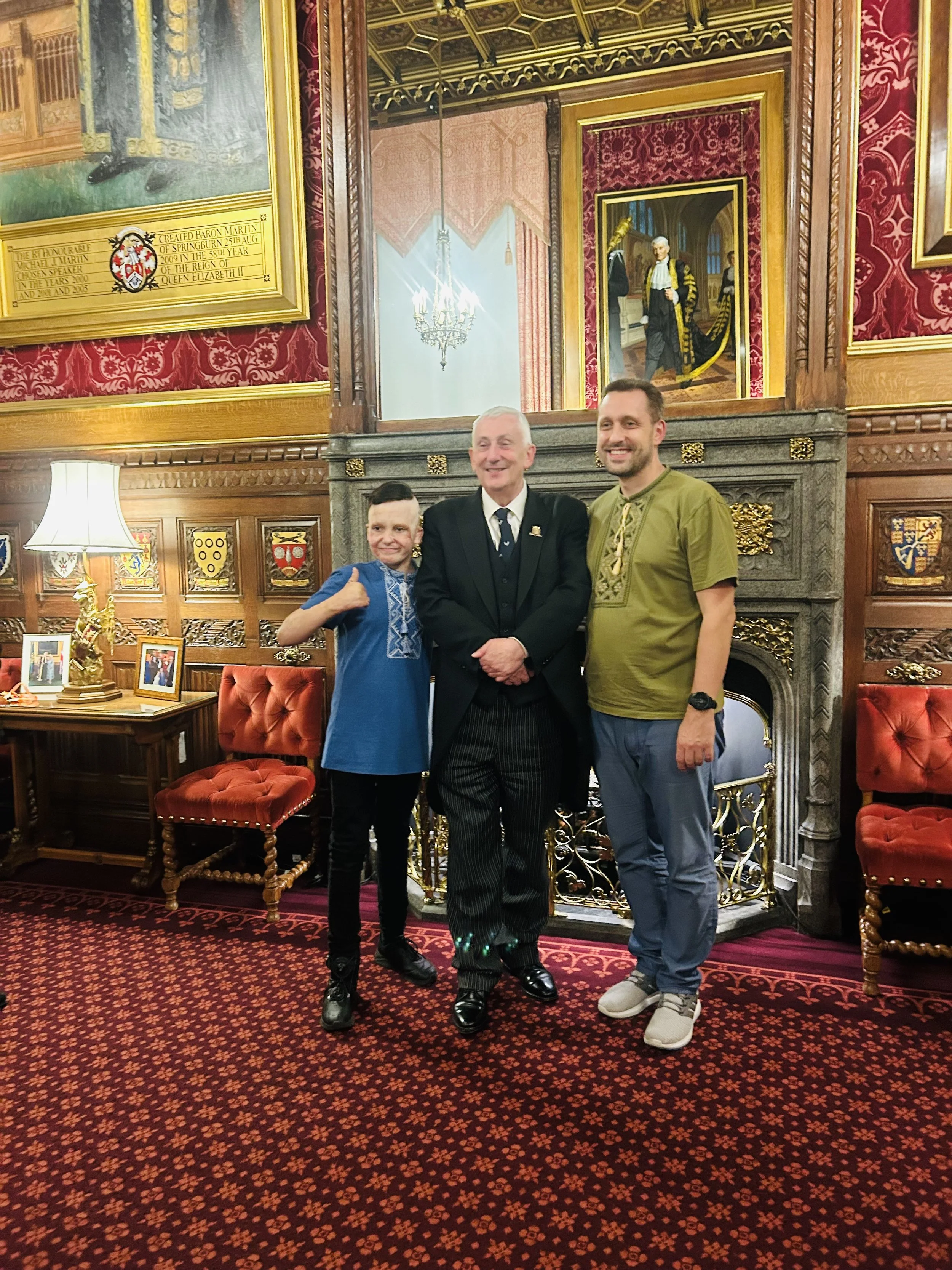 Speaker of the House of Commons, Sir Lindsay Hoyle MP with Roman & Yaroslav Oleksiv .jpg