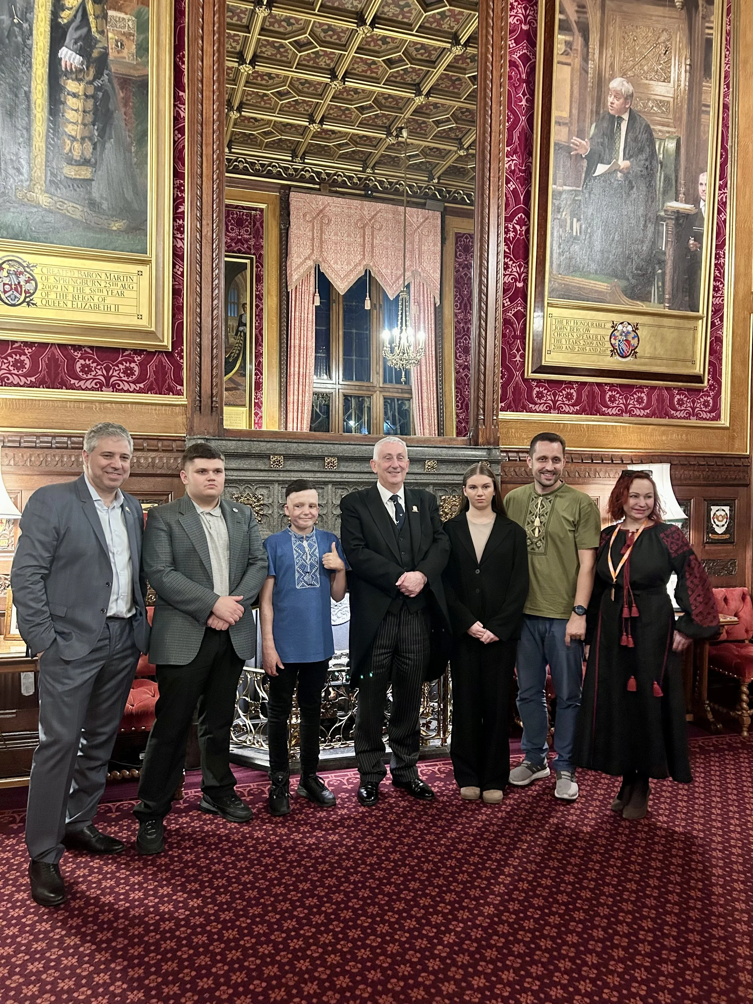 Speaker of the House of Commons, Sir Lindsay Hoyle MP, children, Evgeny & team.jpg