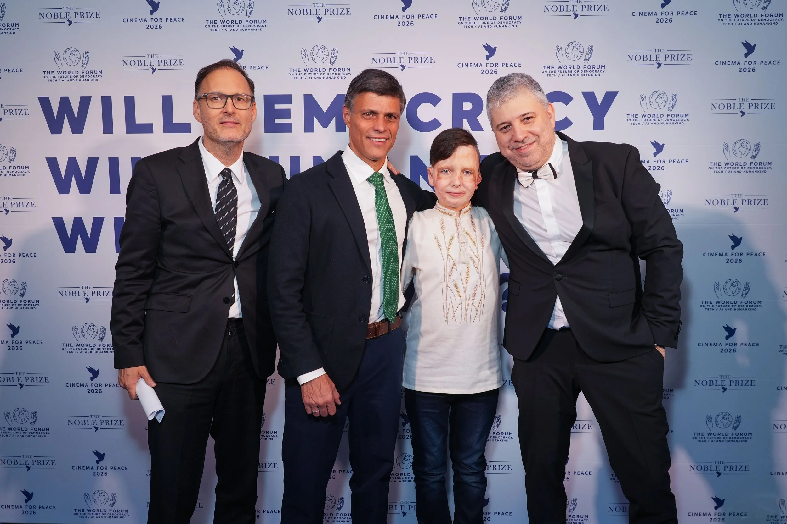 Leopoldo Lopez oposition leader, Roman, Jaka Bizilj and Evgeny.jpg