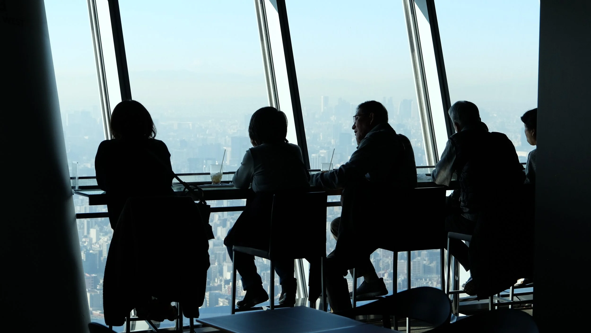 Tokyo skyline cafe silhouette