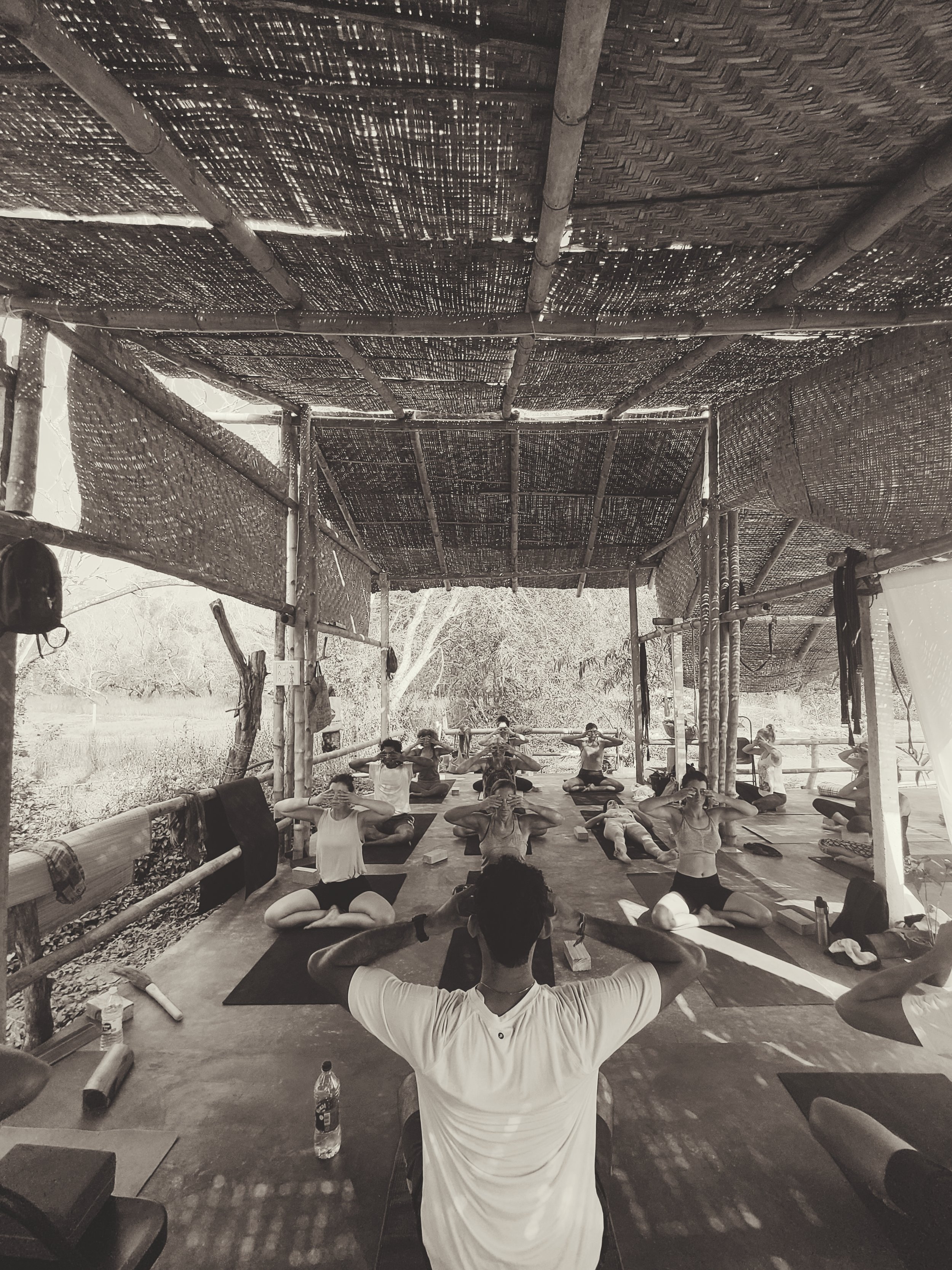 Peaceful yoga shala interior at Yoga Mandir Goa