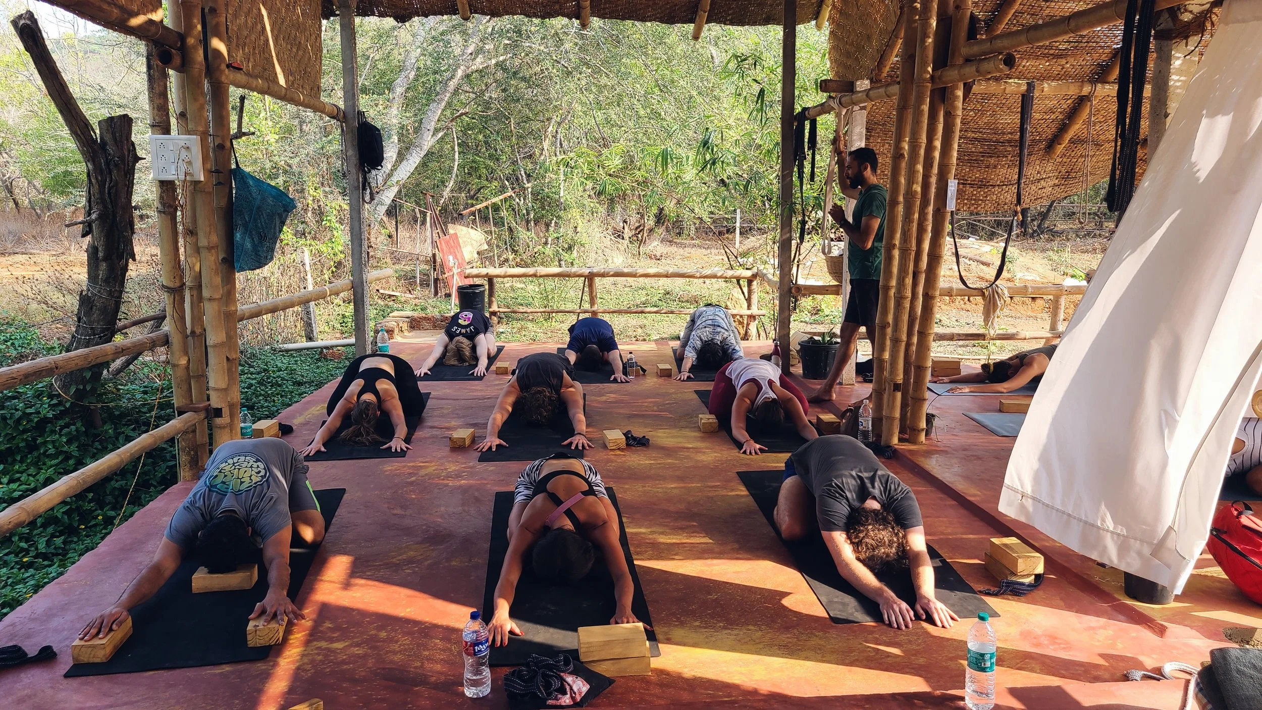 Daily Hatha yoga drop-in class at Yoga Mandir in Palolem, South Goa, suitable for all levels
