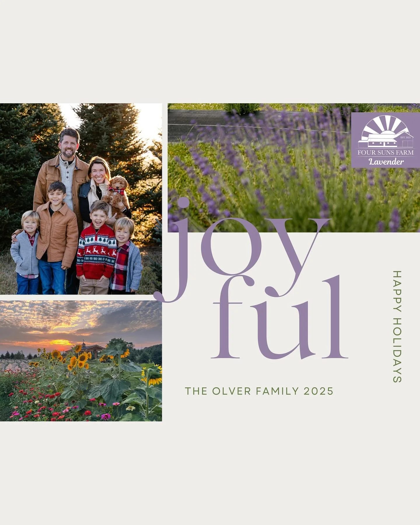 Merry Christmas from Four Suns Farm Lavender! May your day be filled with joy and peace .

❤️Tom, Stephanie, and the Four Suns ☀️