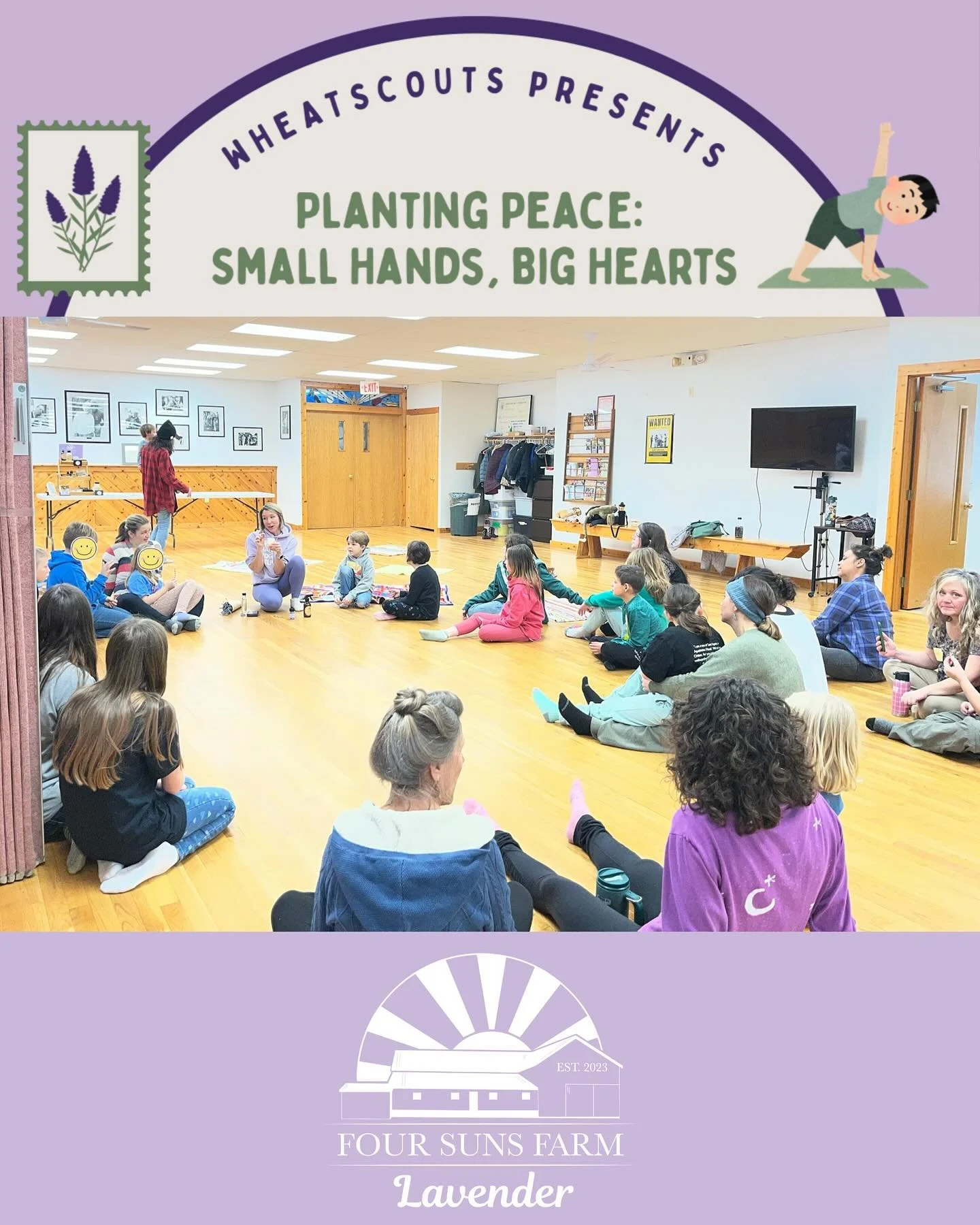 Our presentation with Wheatscouts was a TON of fun this morning! What an amazing group of kids and parents. We talked about everything lavender related, the kids had such awesome questions, we played with some mindful movement, made lavender sachets,