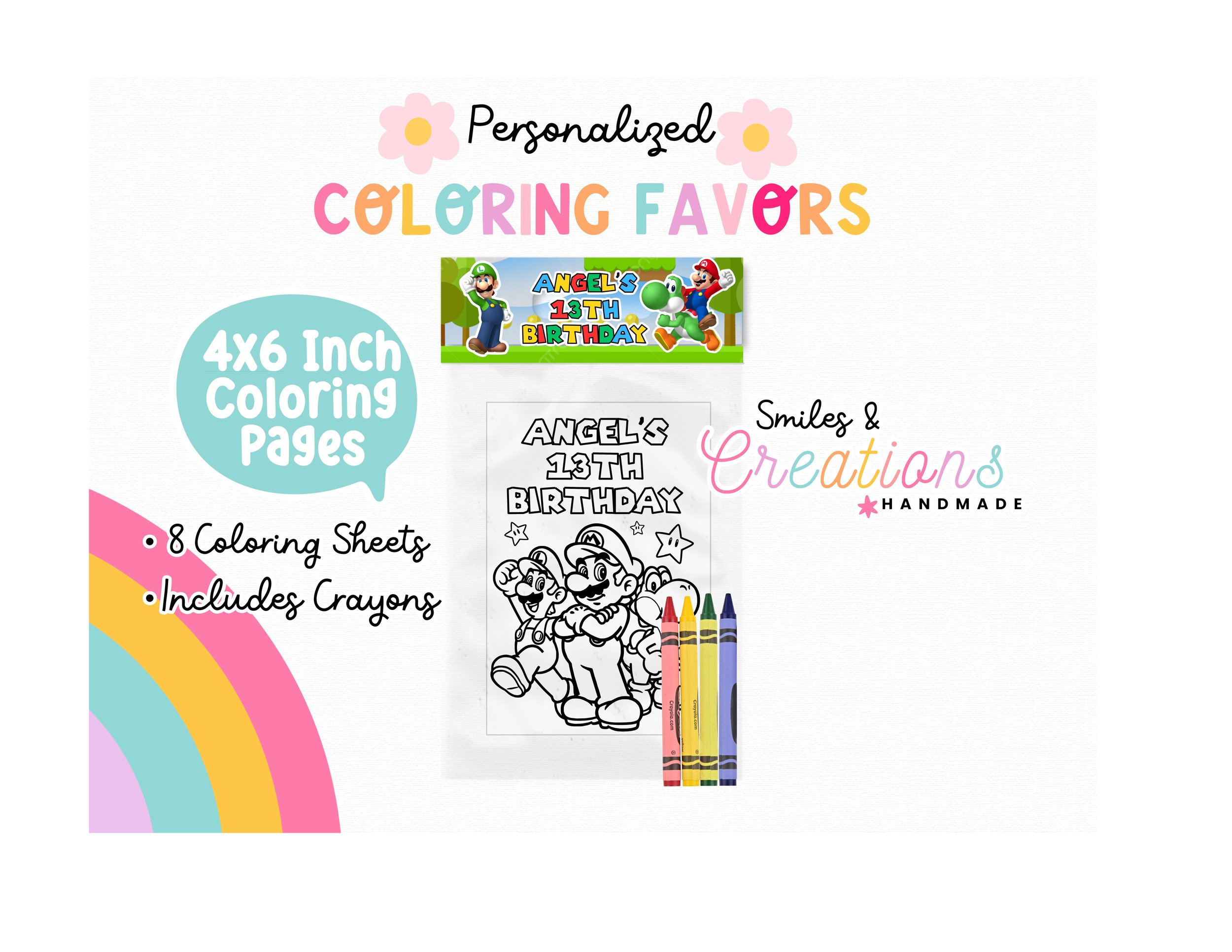 personalized coloring party favors.