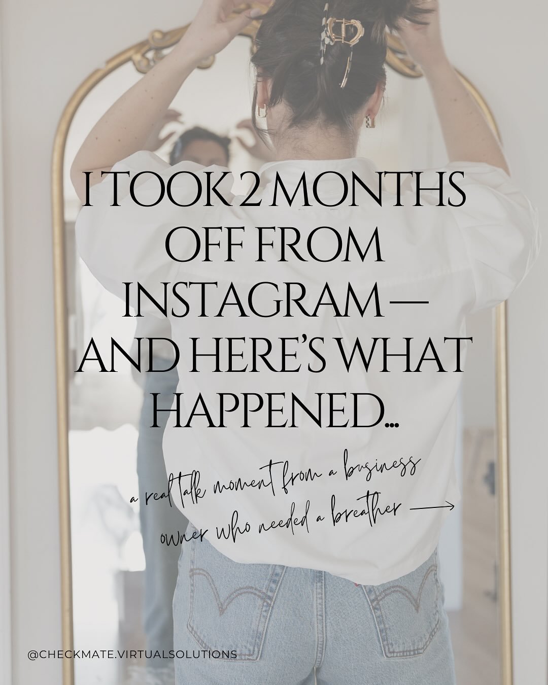 Sometimes taking a breather is exactly what your business (and your brain) needs.
 
I took two months off from Instagram &mdash; my engagement dropped, but my clarity soared.
 
And the best part? The inquiries kept coming. Because real connection &gt