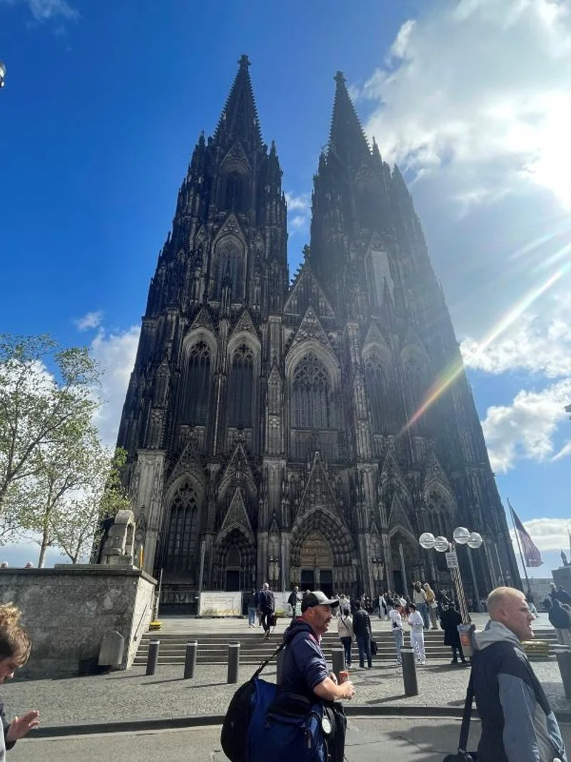 Tall spires from the front of the cathedral 