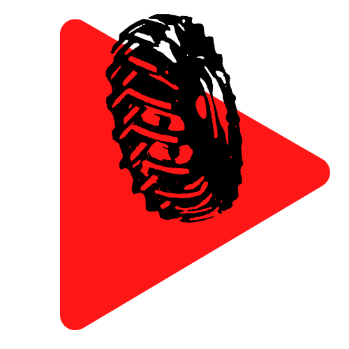 A black and red play button icon with a stylized skeleton hand inside.