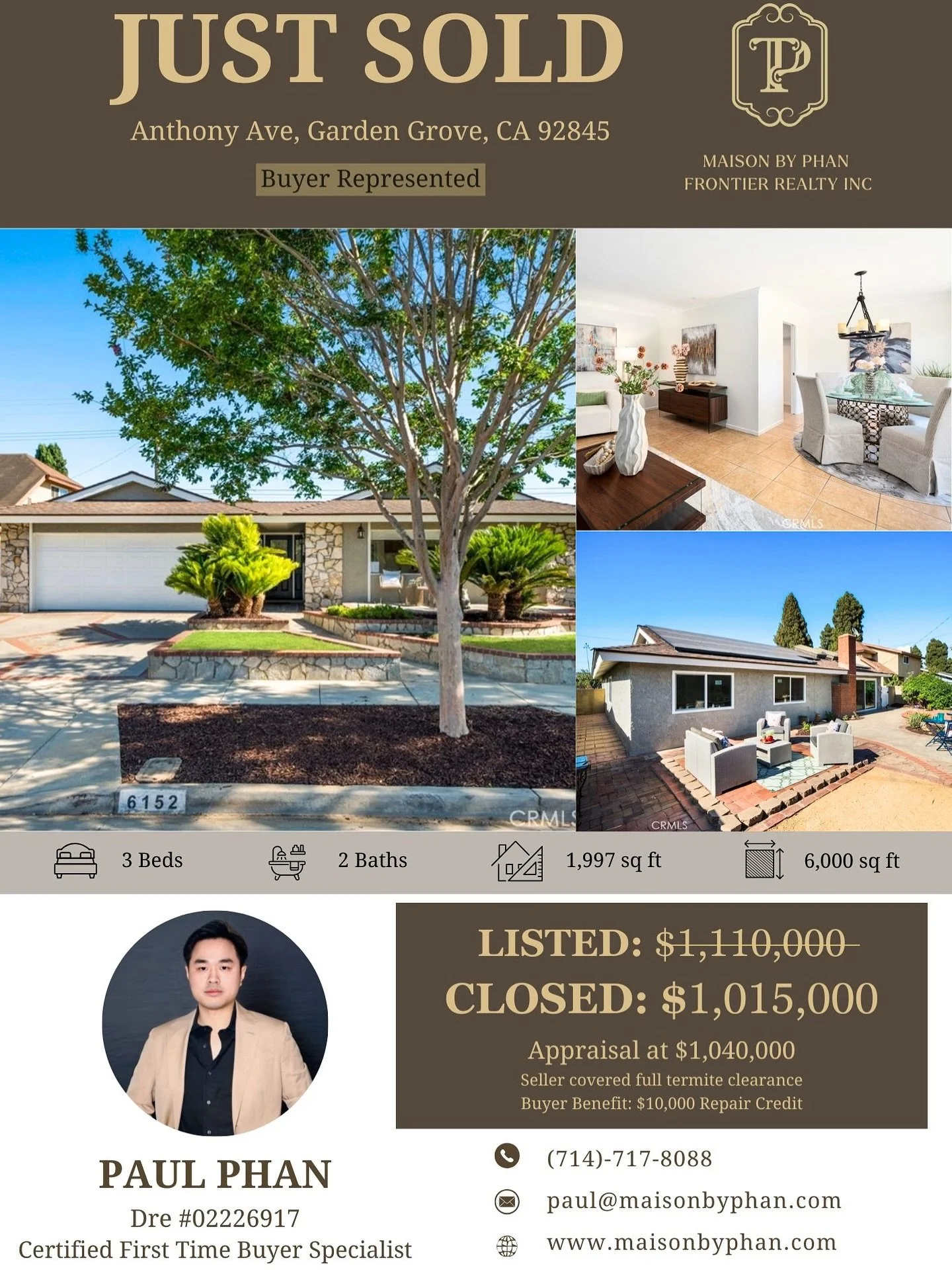 🎉 JUST SOLD &ndash; Buyer Represented
📍 Garden Grove, CA 92845
Every buyer has their own concerns when purchasing a home.
For my clients, the biggest fear was overpaying. And that&rsquo;s exactly where the role of a realtor truly shines 💪.

💡 Her