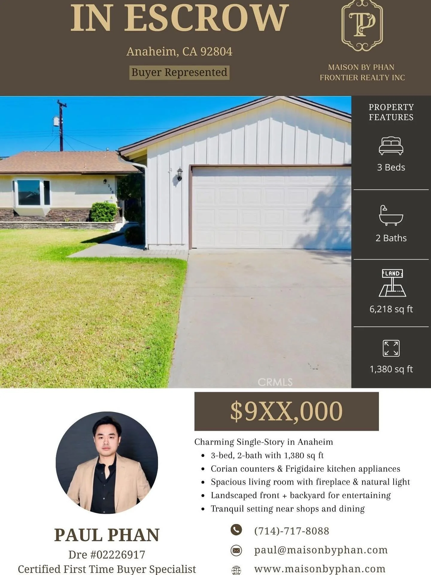 IN ESCROW &ndash; Buyer Represented
📍 Anaheim, CA 92804

🏡 Mỗi h&agrave;nh tr&igrave;nh t&igrave;m nh&agrave; đều mang trong m&igrave;nh một c&acirc;u chuyện ri&ecirc;ng. Lần n&agrave;y lại c&agrave;ng đặc biệt hơn, khi anh chị kh&aacute;ch ở c&aac