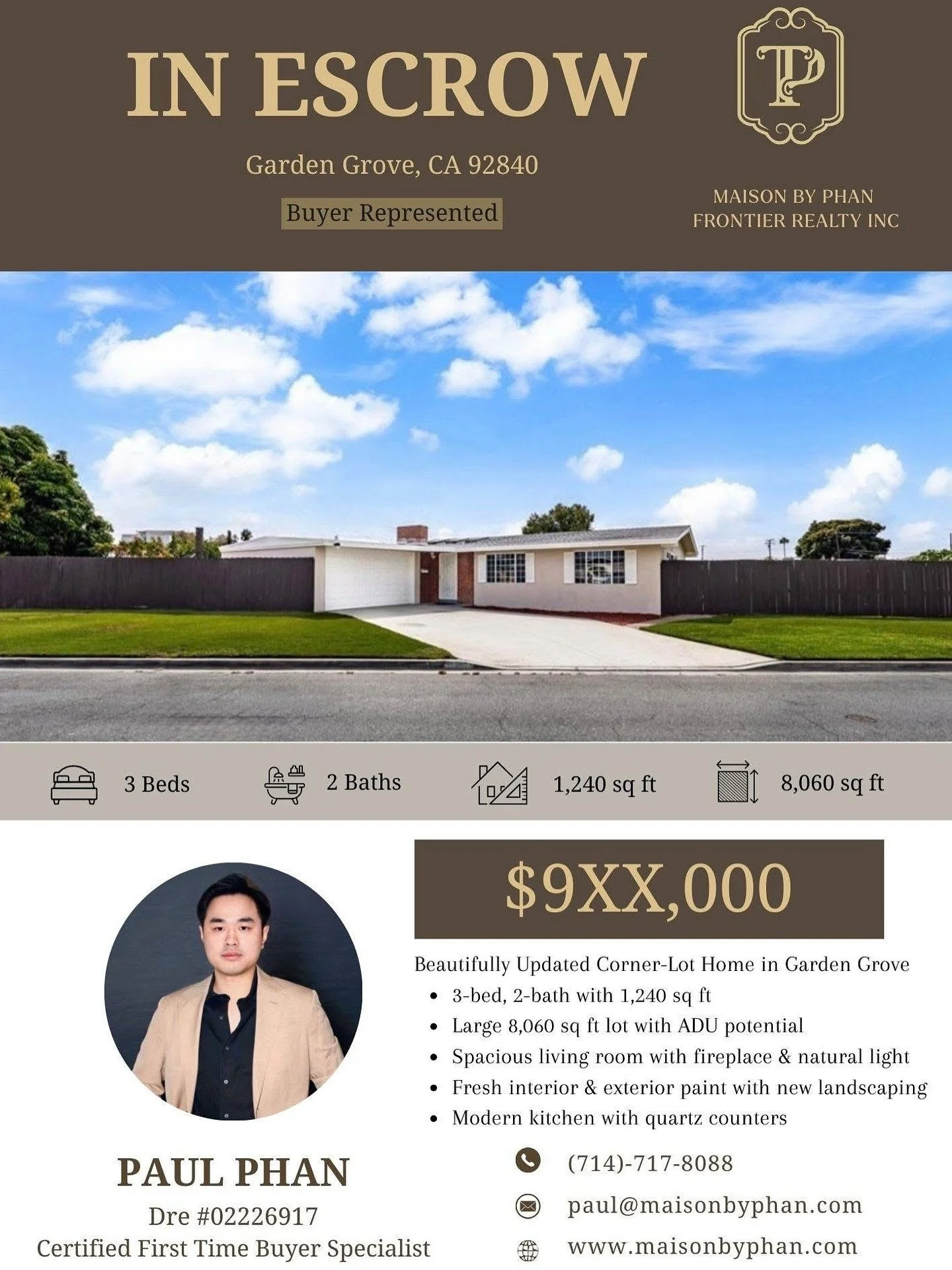 ✨🎉 𝐈𝐍 𝐄𝐒𝐂𝐑𝐎𝐖 &ndash; 𝐁𝐔𝐘𝐄𝐑 𝐑𝐄𝐏𝐑𝐄𝐒𝐄𝐍𝐓𝐄𝐃 🎉✨

📍 Garden Grove, CA 92840
Every home search tells a story &ndash; and sometimes, the final moments are the most intense.

This home seemed ready to open escrow, when suddenly the li