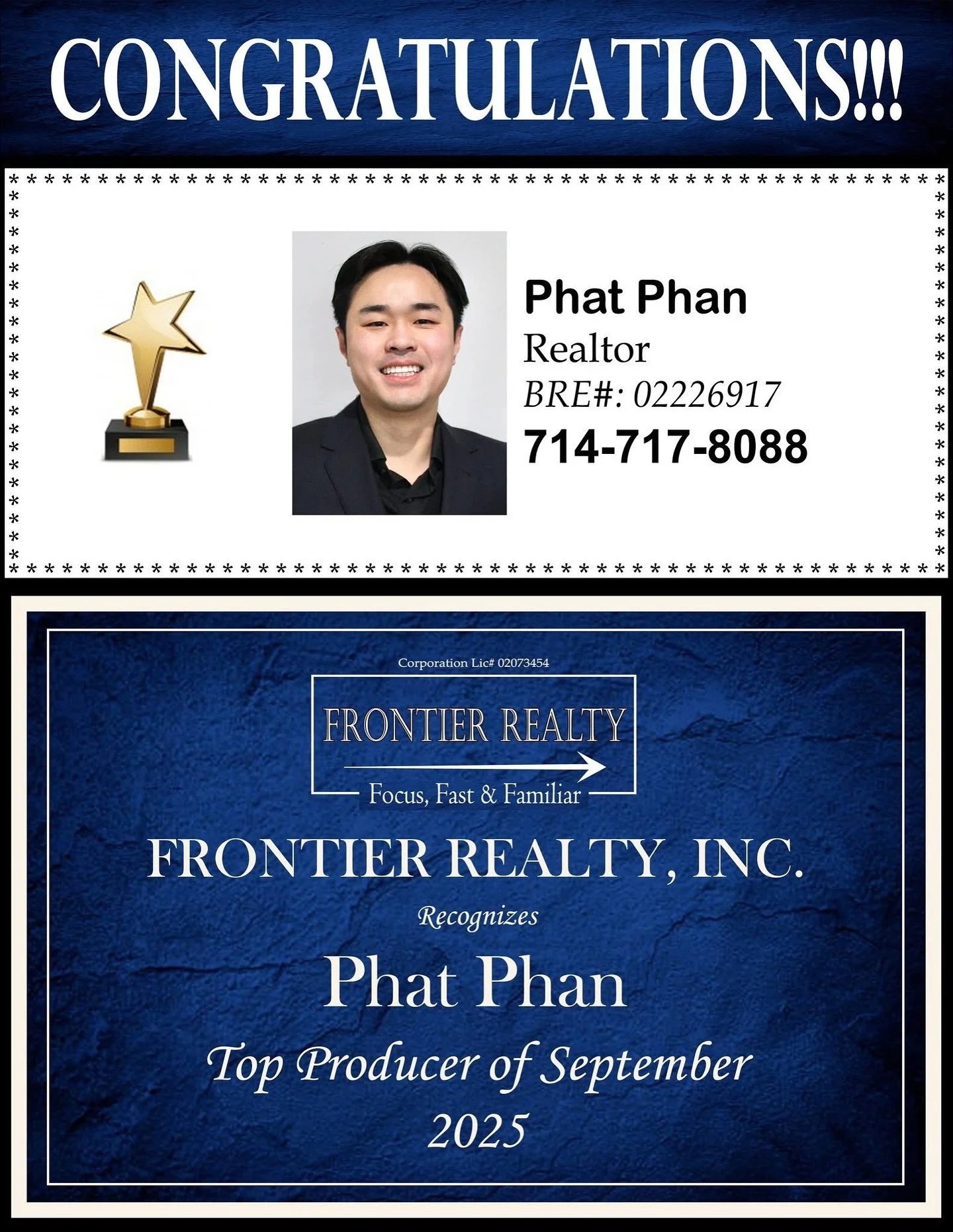 🎉✨ 𝐓𝐎𝐏 𝐏𝐑𝐎𝐃𝐔𝐂𝐄𝐑 &ndash; 𝐒𝐄𝐏𝐓𝐄𝐌𝐁𝐄𝐑 𝟐𝟎𝟐𝟓 ✨🎉

September ended on a high note &mdash; I&rsquo;m incredibly honored to be recognized as Top Producer at Frontier Realty Inc.! 🌟

This achievement is more than just a personal miles