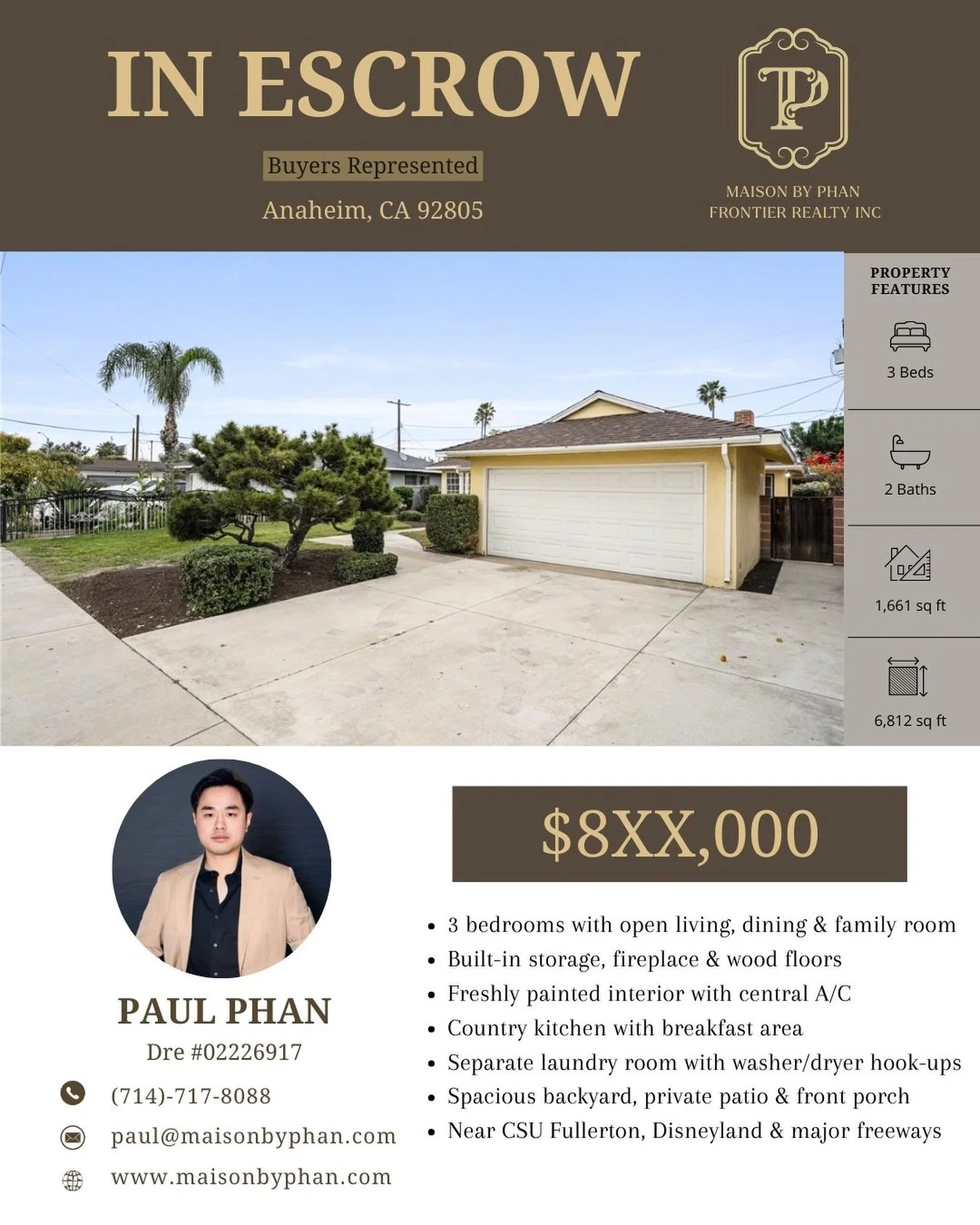 ✨🔥 IN ESCROW &ndash; BUYERS REPRESENTED 🔥✨
📍 Anaheim, CA 92805
Một căn single-story home đầy tiềm năng tại Anaheim đ&atilde; ch&iacute;nh thức v&agrave;o escrow 🎉
Rất vui khi được đại diện cho buyers trong giao dịch n&agrave;y v&agrave; gi&uacute