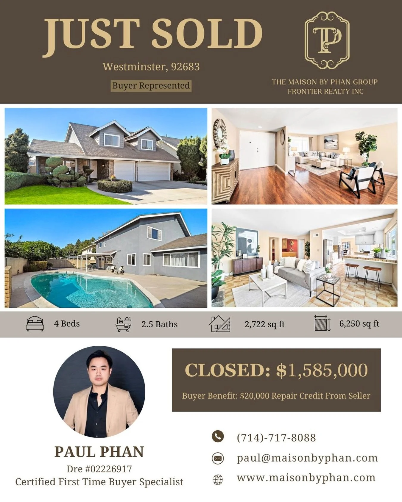 ✨🎉 JUST SOLD &ndash; BUYER REPRESENTED 🎉✨
📍 Westminster, CA 92683
Ch&uacute;c mừng gia đ&igrave;nh chị kh&aacute;ch đ&atilde; ch&iacute;nh thức đ&oacute;ng escrow v&agrave; sở hữu căn nh&agrave; mơ ước tại Westhaven 🏡✨
Sau khi c&ugrave;ng nhau đi