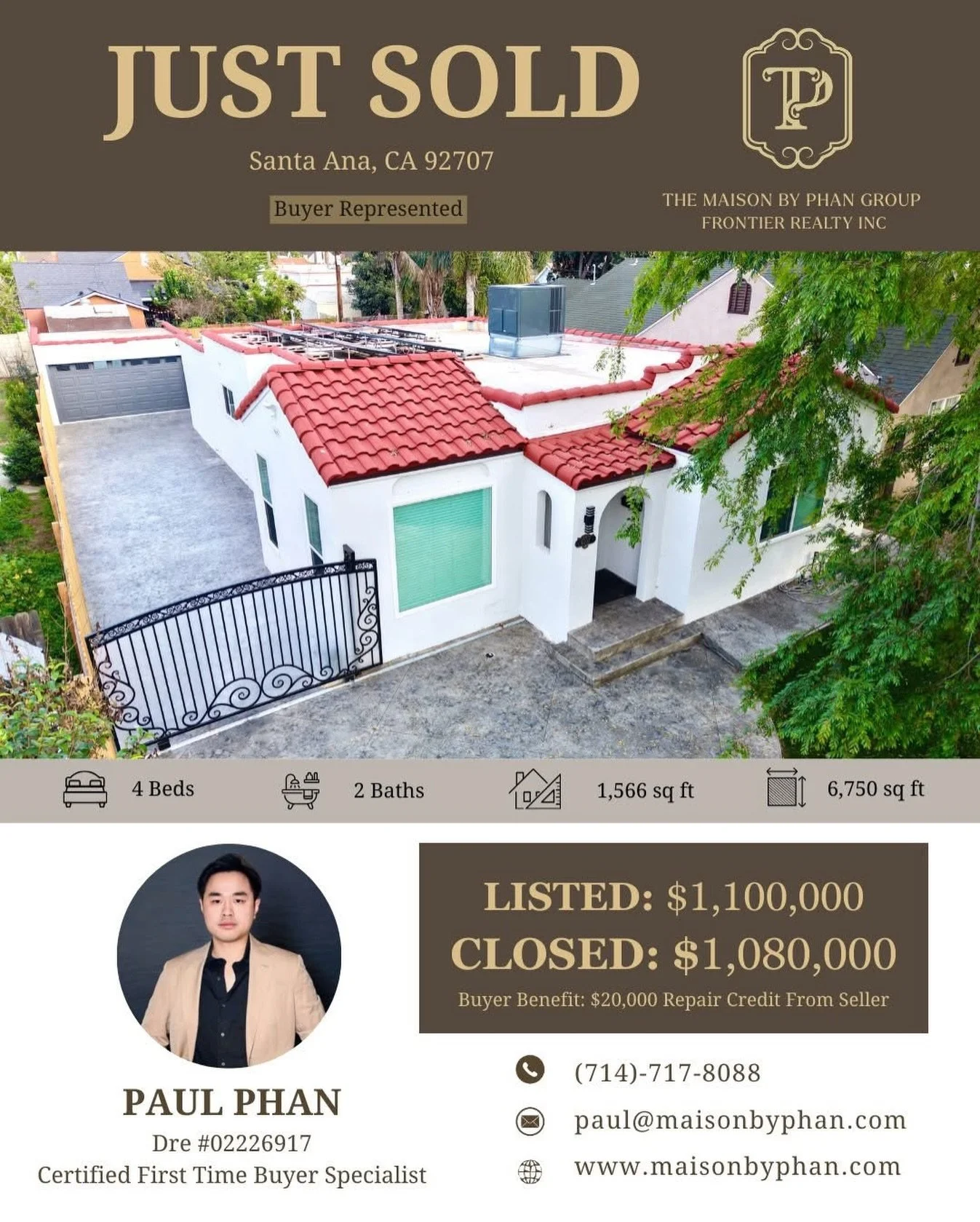 ✨🎉 𝑱𝑼𝑺𝑻 𝑺𝑶𝑳𝑫 &ndash; 𝑩𝒖𝒚𝒆𝒓 𝑹𝒆𝒑𝒓𝒆𝒔𝒆𝒏𝒕𝒆𝒅 🎉✨
📍 Santa Ana, CA 92707

Ch&uacute;c mừng anh chị đ&atilde; ch&iacute;nh thức sở hữu căn nh&agrave; mới của m&igrave;nh 🏡✨

Thương vụ n&agrave;y đặc biệt hơn v&igrave; anh chị vừa b&