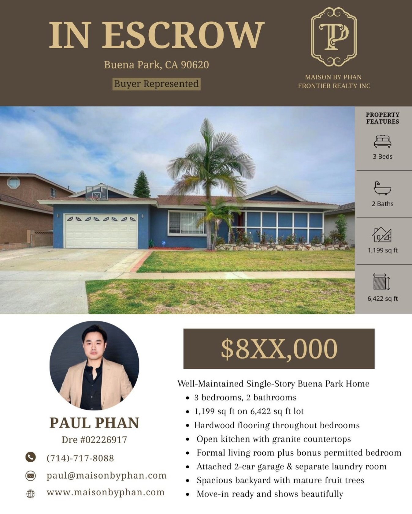 ✨🔥 𝑰𝑵 𝑬𝑺𝑪𝑹𝑶𝑾 - 𝑩𝒖𝒚𝒆𝒓 𝑹𝒆𝒑𝒓𝒆𝒔𝒆𝒏𝒕𝒆𝒅 🔥✨ 📍Buena Park, CA 90620 Huge congratulations to my clients on officially opening escrow on this lovely home in Buena Park, CA 🏡🤍 An exciting milestone as they take the next step toward fi