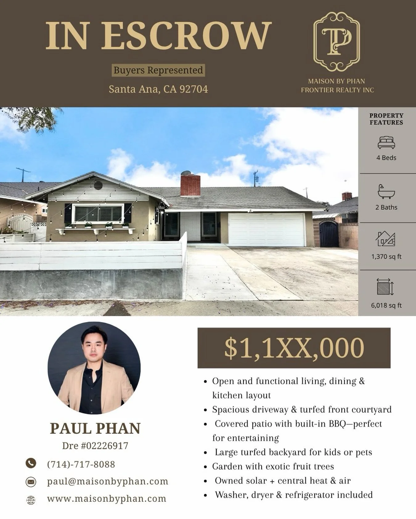 ✨🔥 𝑰𝑵 ESCROW &ndash; 𝑩𝒖𝒚𝒆𝒓𝒔 𝑹𝒆𝒑𝒓𝒆𝒔𝒆𝒏𝒕𝒆𝒅 🔥✨
📍 Santa Ana, CA 92704
Ch&uacute;c mừng gia đ&igrave;nh anh chị kh&aacute;ch trẻ đ&atilde; ch&iacute;nh thức v&agrave;o escrow cho căn nh&agrave; mơ ước của m&igrave;nh 🏡✨
Sau qu&aacute