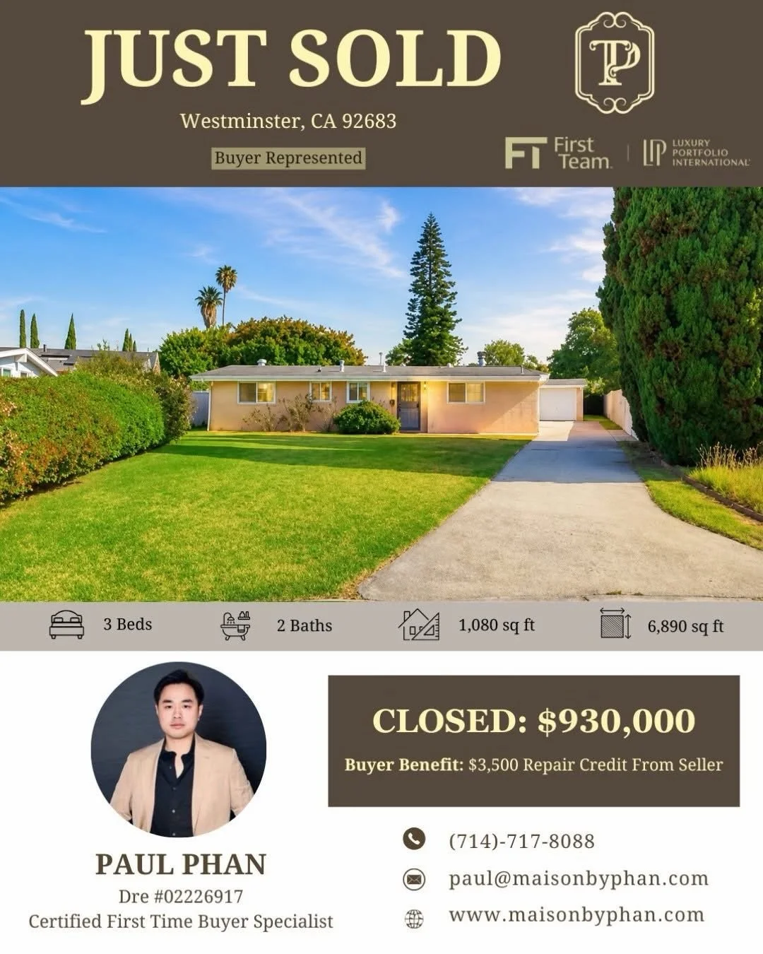✨🎉 JUST SOLD &ndash; Buyer Represented 🎉✨
📍 Westminster, CA 92683

Congratulations to my buyer client on officially becoming a first-time homeowner in America! 🔑🏡

This was a very special journey. Before we met, she had been searching for a home
