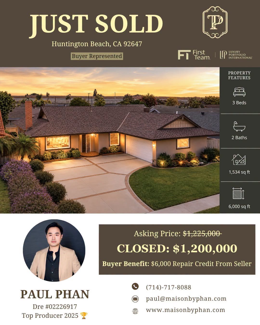 ✨🎉 𝑱𝑼𝑺𝑻 𝑺𝑶𝑳𝑫 &ndash; 𝑩𝒖𝒚𝒆𝒓 𝑹𝒆𝒑𝒓𝒆𝒔𝒆𝒏𝒕𝒆𝒅 🎉✨
📍 Huntington Beach, CA 92647

Congratulations to my amazing clients on officially receiving the keys to their new home in Huntington Beach! 🔑🏡❤️

From the very beginning, my clien