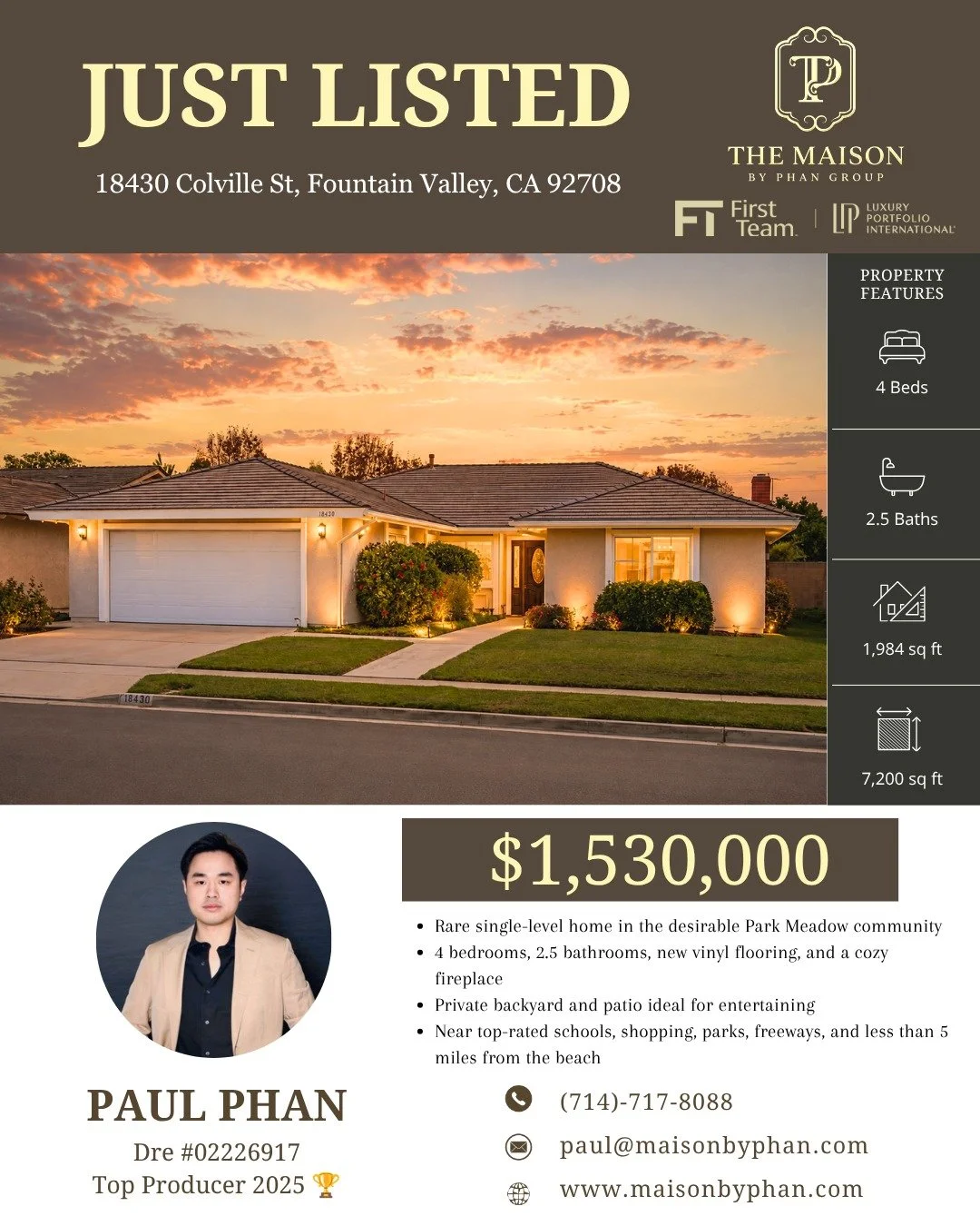 𝑱𝑼𝑺𝑻 𝑳𝑰𝑺𝑻𝑬𝑫 &ndash; 𝑭𝒐𝒖𝒏𝒕𝒂𝒊𝒏 𝑽𝒂𝒍𝒍𝒆𝒚 🔥🏡
📍 18430 Colville St, Fountain Valley, CA 92708
💰 Offered at $1,530,000

Welcome to this rarely available single-level home in the desirable Park Meadow community of Fountain Valley! ✨