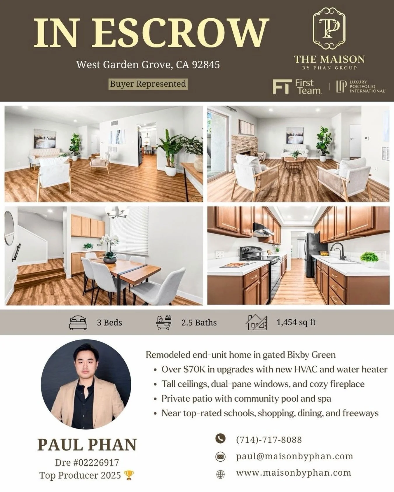 ✨🎉 𝐈𝐍 𝐄𝐒𝐂𝐑𝐎𝐖 &mdash; 𝐁𝐔𝐘𝐄𝐑 𝐑𝐄𝐏𝐑𝐄𝐒𝐄𝐍𝐓𝐄𝐃 🎉✨

📍 West Garden Grove, CA 92845

Congratulations to my clients on officially going IN ESCROW on their new home in West Garden Grove! 🏡🔑

This beautifully remodeled end-unit home in