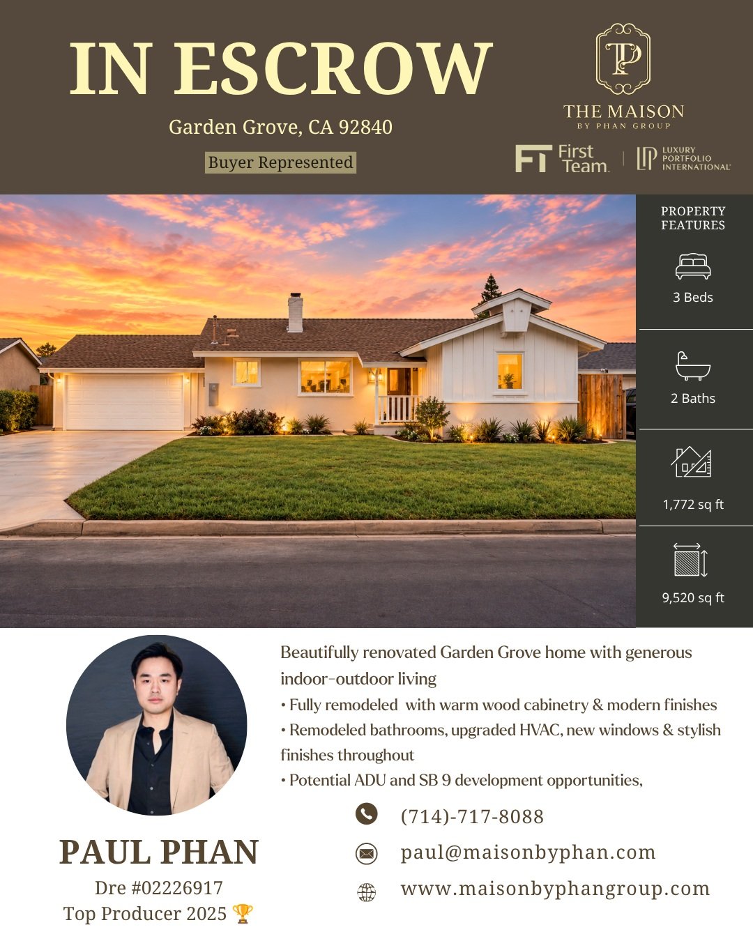 ✨🎉 𝑰𝑵 𝑬𝑺𝑪𝑹𝑶𝑾 &ndash; 𝑩𝑼𝒀𝑬𝑹 𝑹𝑬𝑷𝑹𝑬𝑺𝑬𝑵𝑻𝑬𝑫 🎉✨

📍 Garden Grove, CA 92840

WE COMPETED AGAINST NINE OFFERS&mdash;including a cash offer&mdash;and my clients are officially IN ESCROW! 😳🔥🏡

Congratulations to my wonderful client